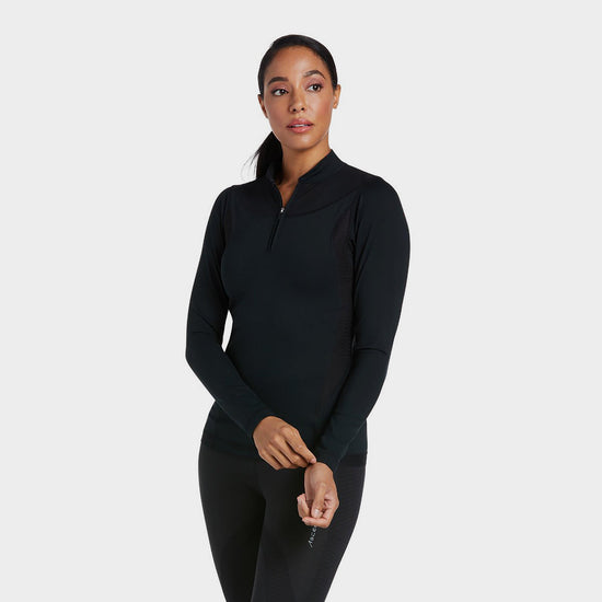 Womens Ascent 1/4 Zip Base Layer Black