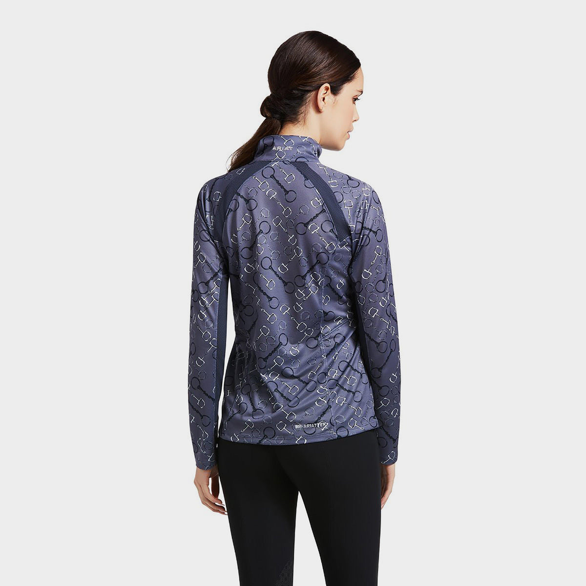 Womens Sunstopper 2.0 1/4 Zip Baselayer Charcoal Bit Print