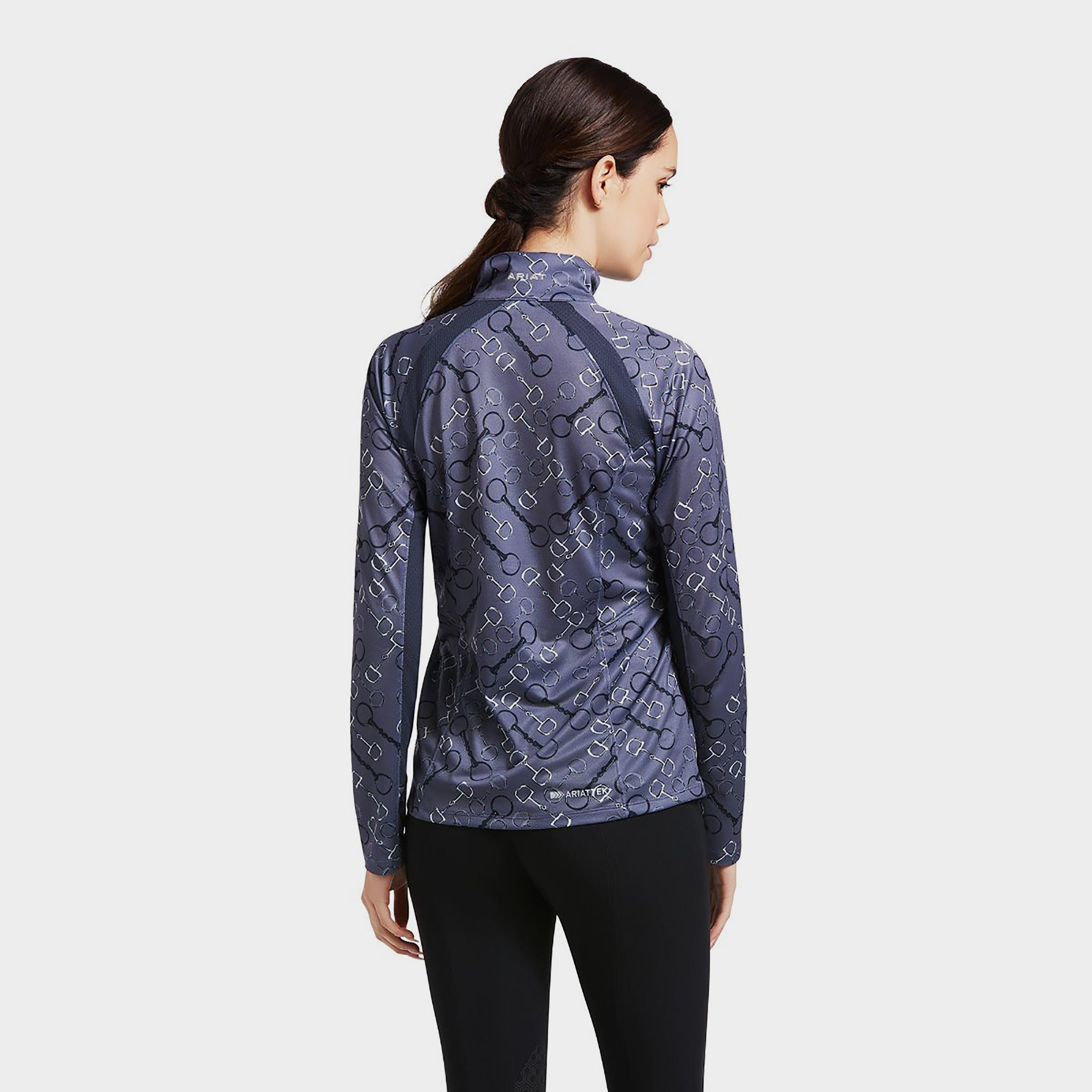 Womens Sunstopper 2.0 1/4 Zip Baselayer Charcoal Bit Print