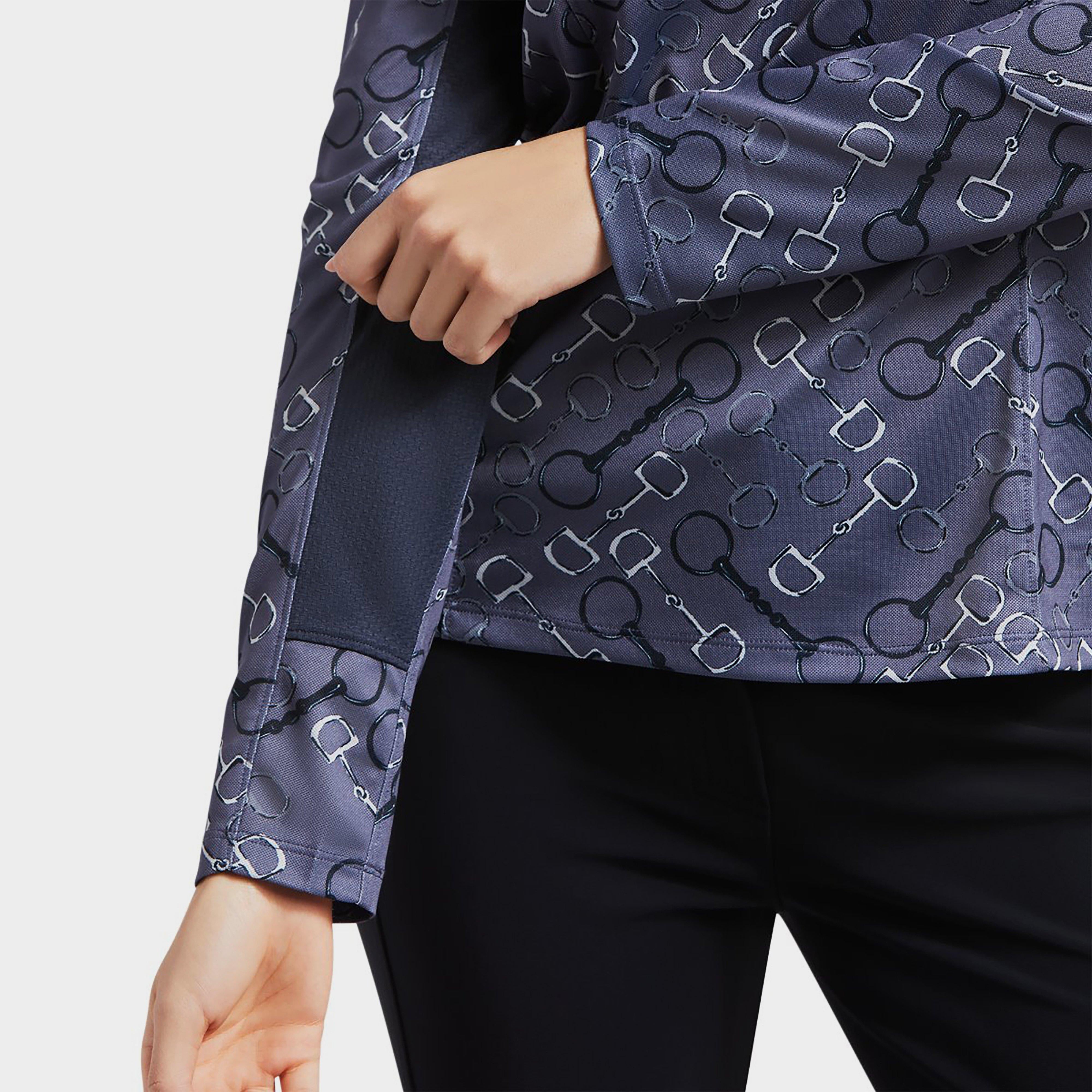 Womens Sunstopper 2.0 1/4 Zip Baselayer Charcoal Bit Print