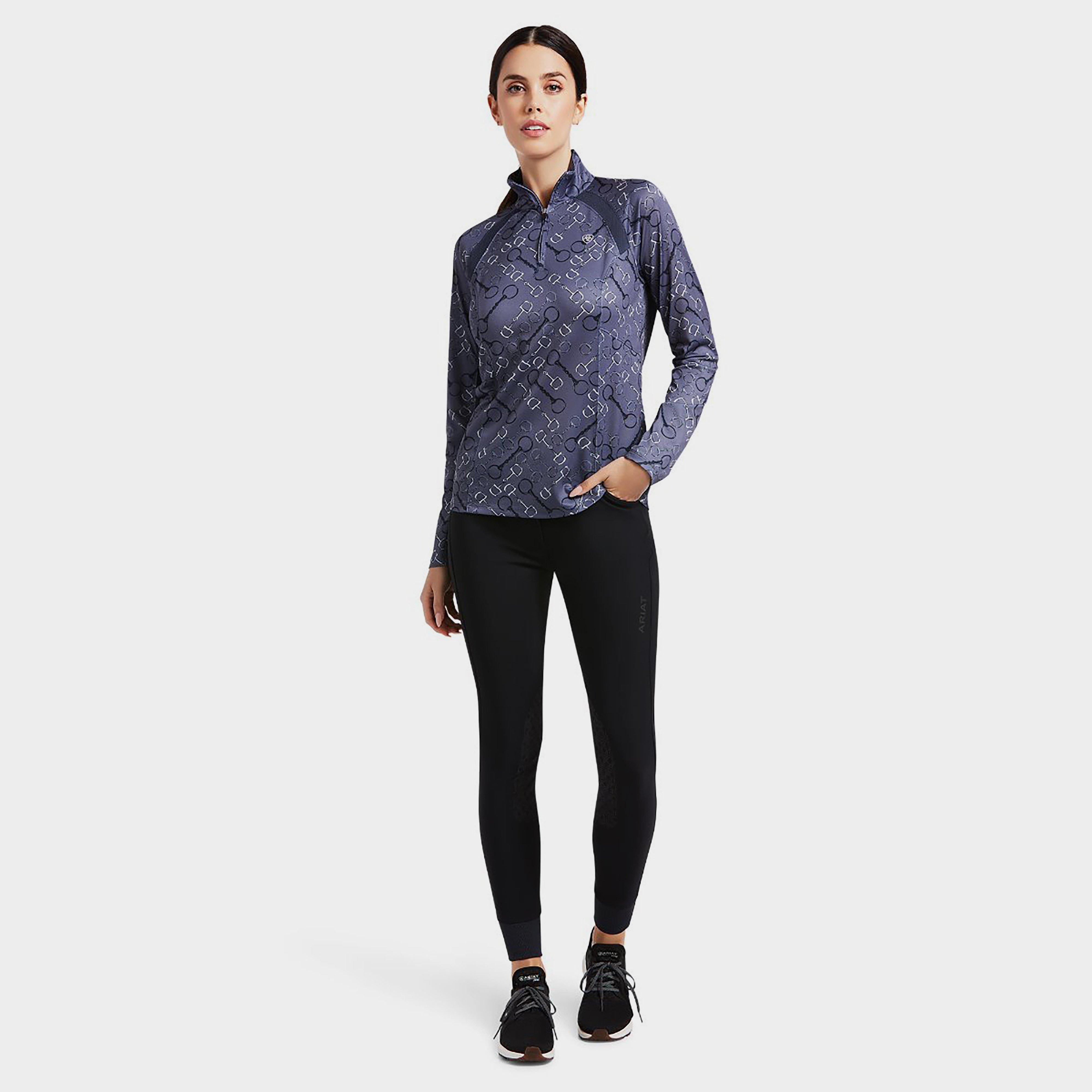 Womens Sunstopper 2.0 1/4 Zip Baselayer Charcoal Bit Print