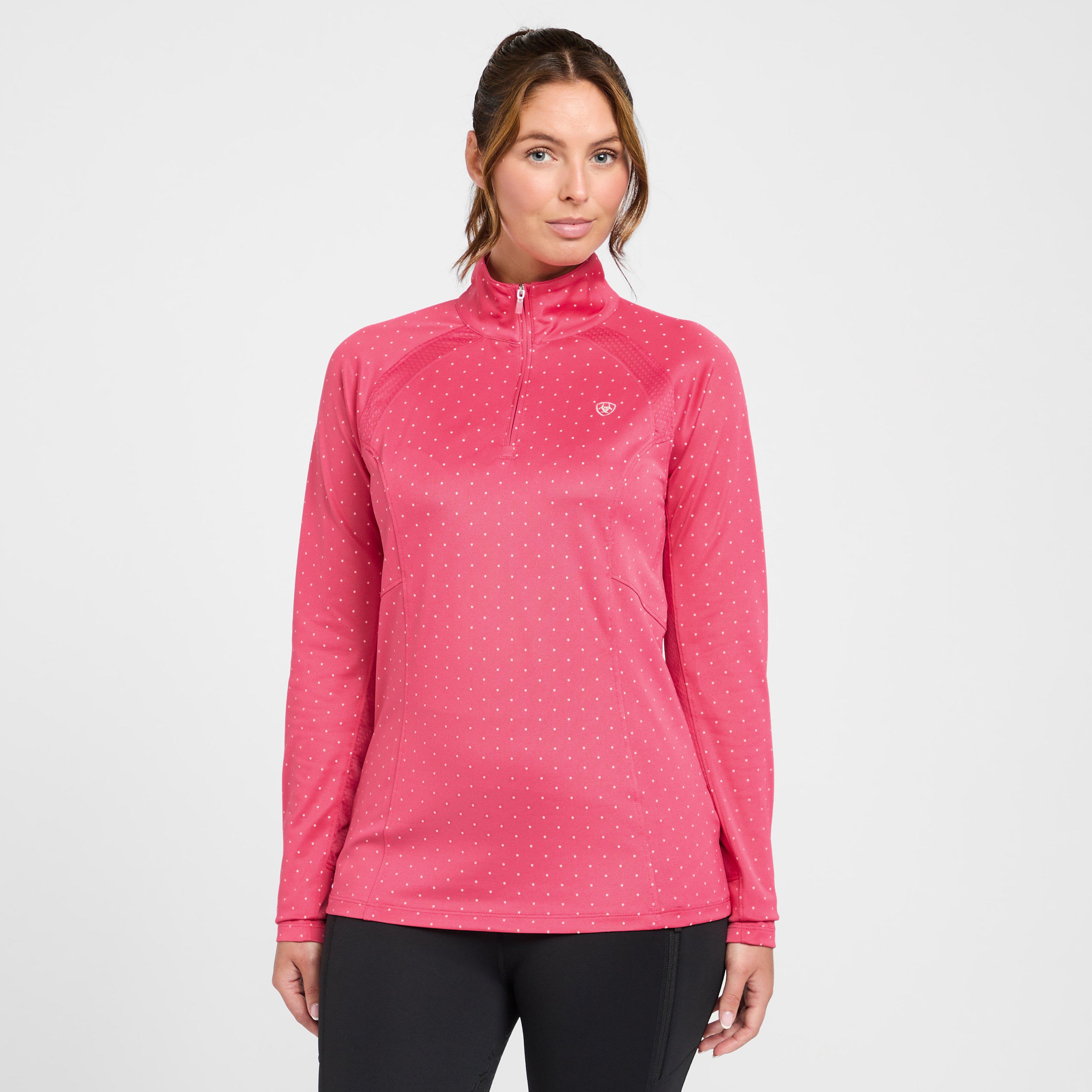 Womens Sunstopper 2.0 1/4 Zip Baselayer Party Punch Dot