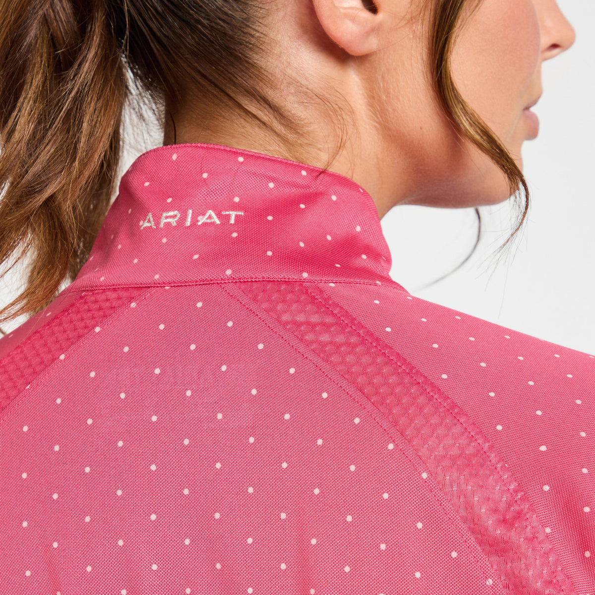 Womens Sunstopper 2.0 1/4 Zip Baselayer Party Punch Dot