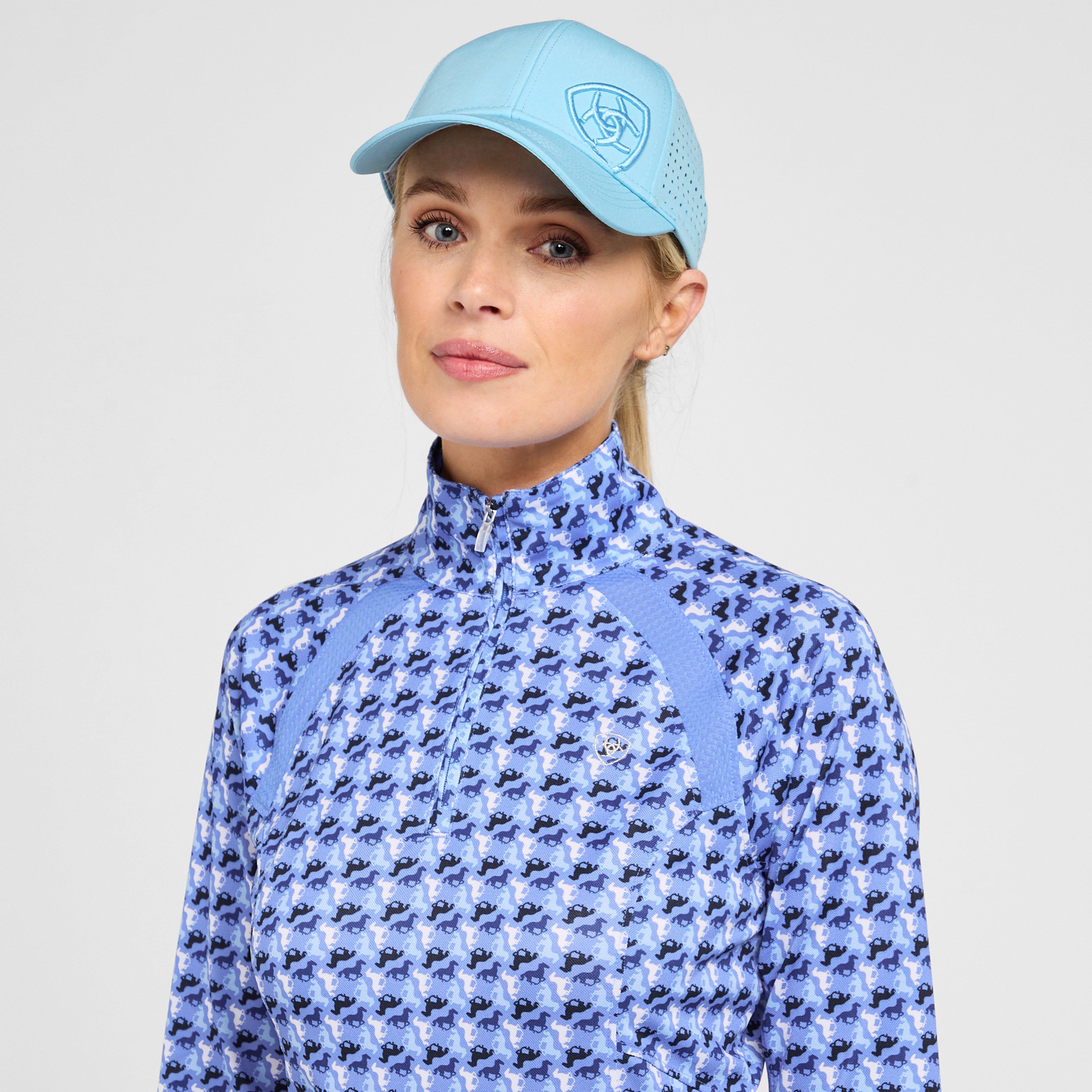 Womens Sunstopper 2.0 1/4 Zip Baselayer Reykjavik Blue Ditsy Horse