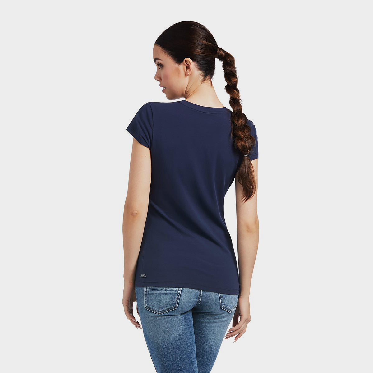 Womens Vertical Logo Short Sleeved T-Shirt Navy
