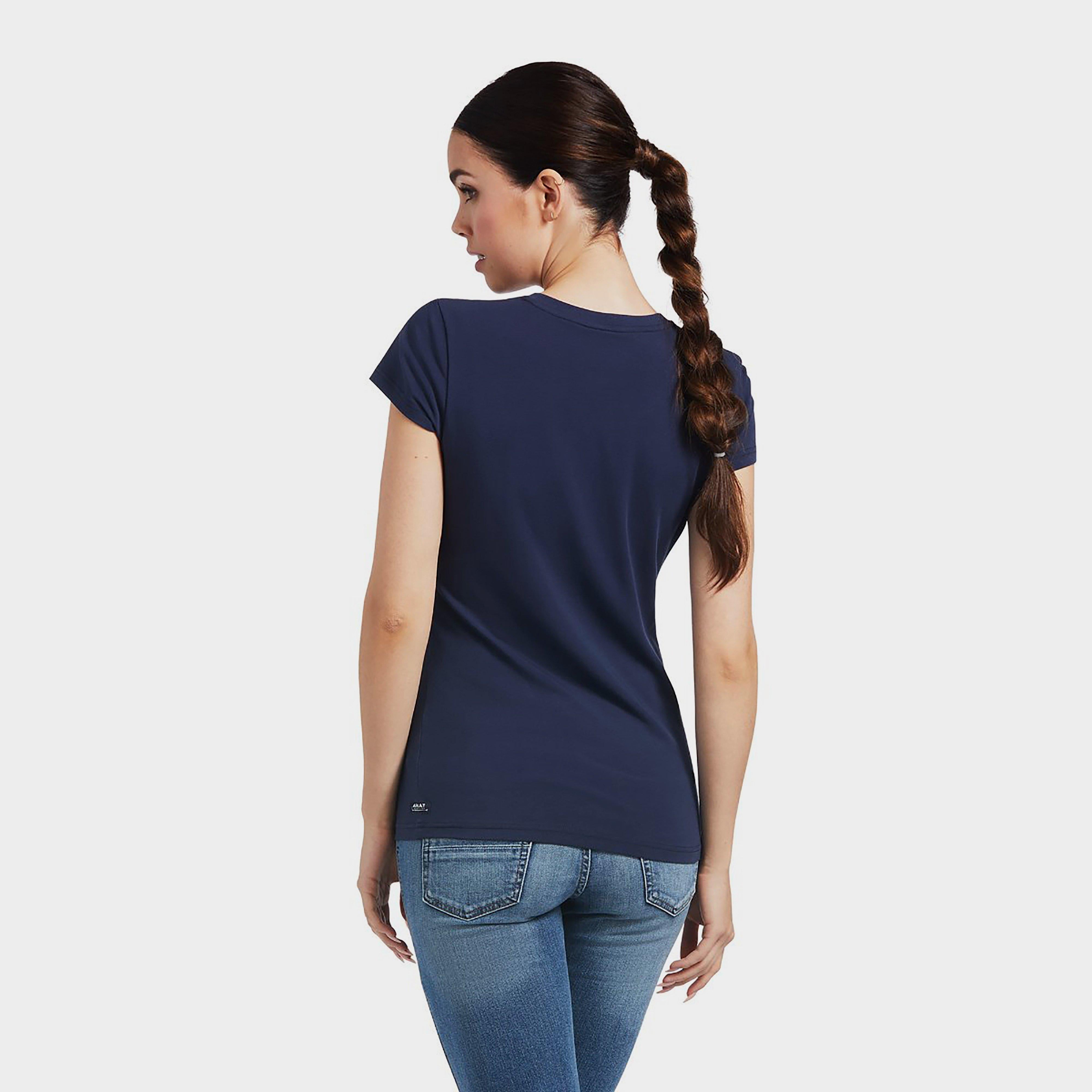 Womens Vertical Logo Short Sleeved T-Shirt Navy