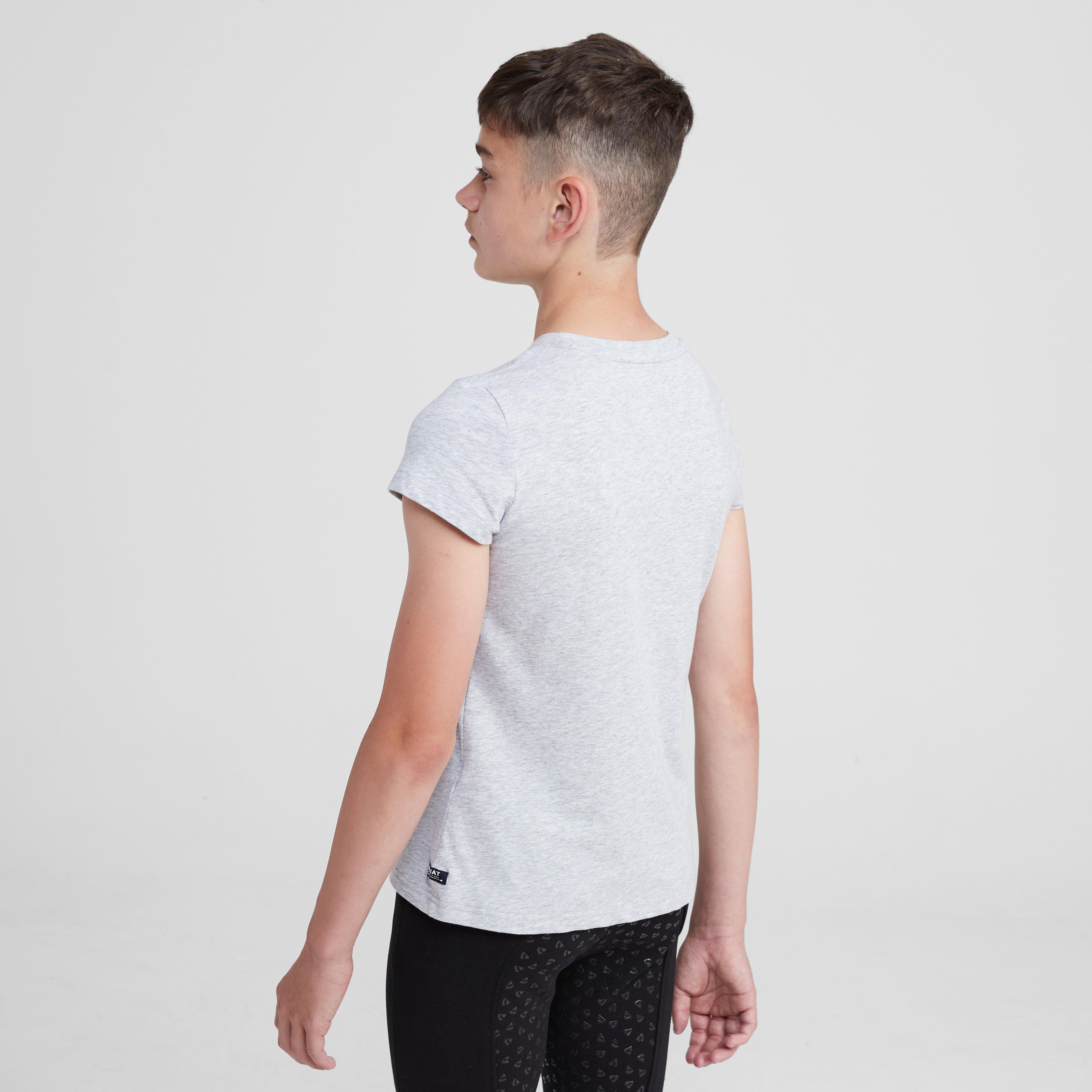 Childs Vertical Logo Short Sleeved Top Heather Grey