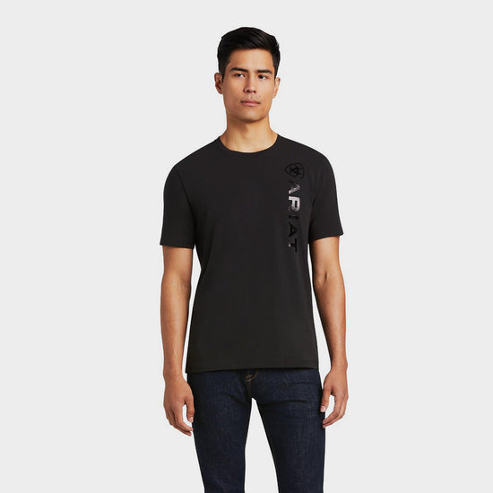 Mens Vertical Logo Short Sleeved Top Black