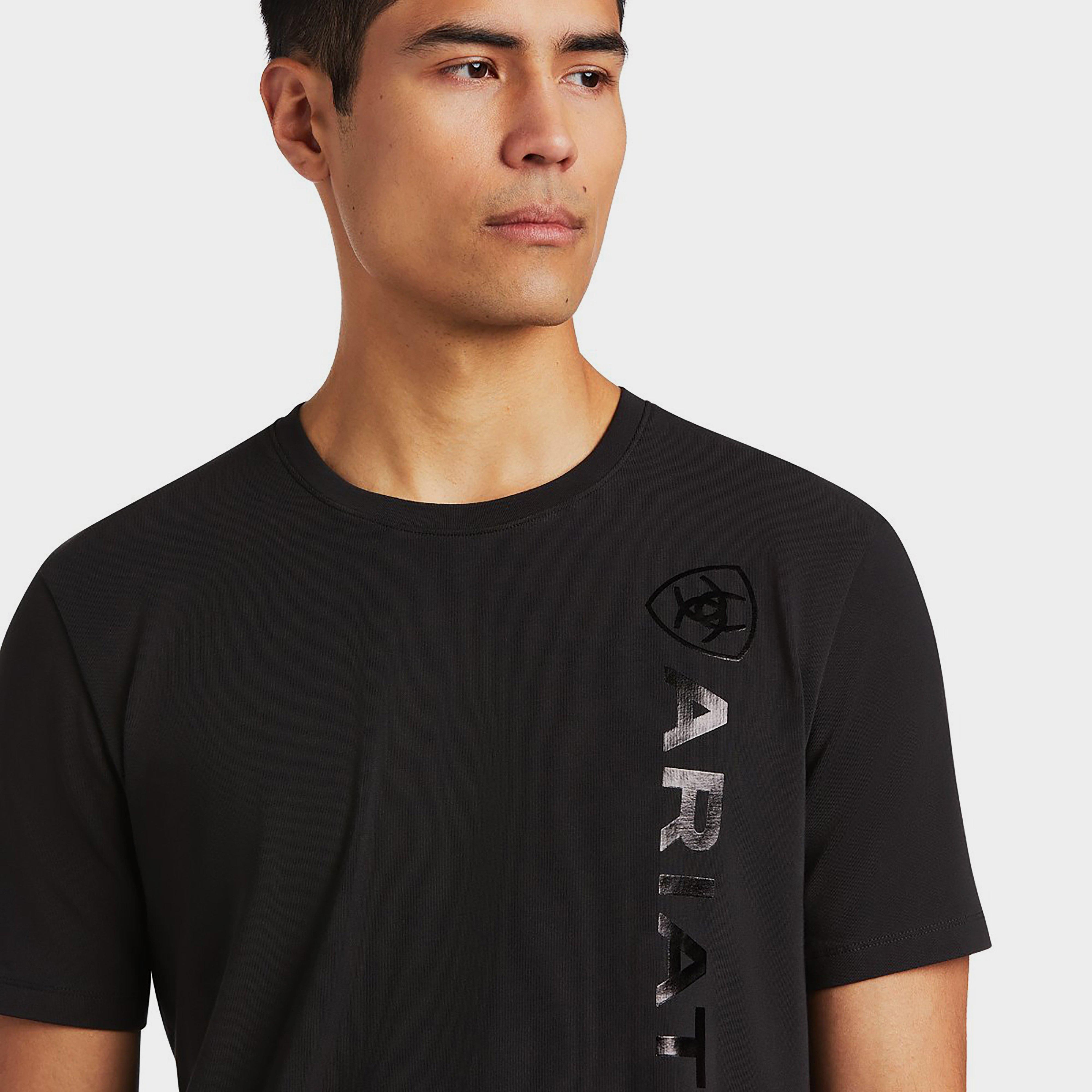 Mens Vertical Logo Short Sleeved Top Black