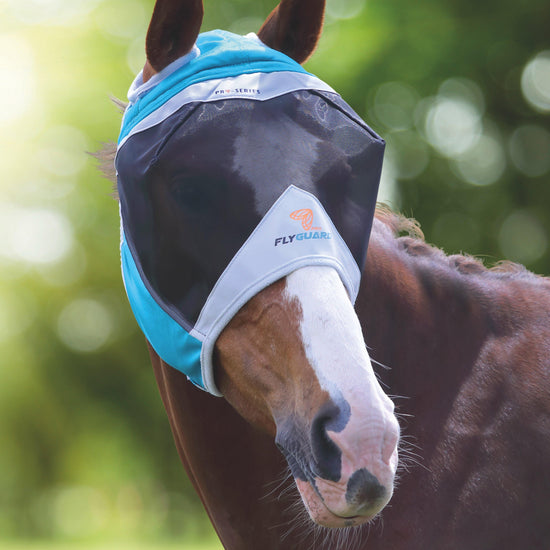 FlyGuard Pro Fine Mesh Fly Mask with Ear Holes Teal