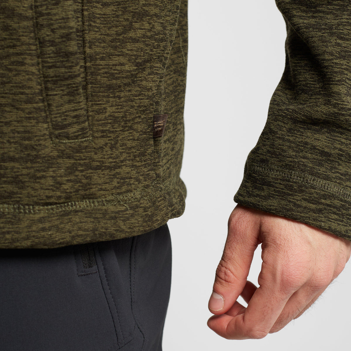 Mens Eildon Full Zip Fleece Dark Khaki Black Marl