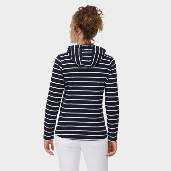 Womens Maleys Hoody Navy White Stripe