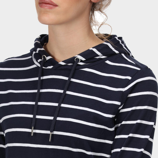 Womens Maleys Hoody Navy White Stripe