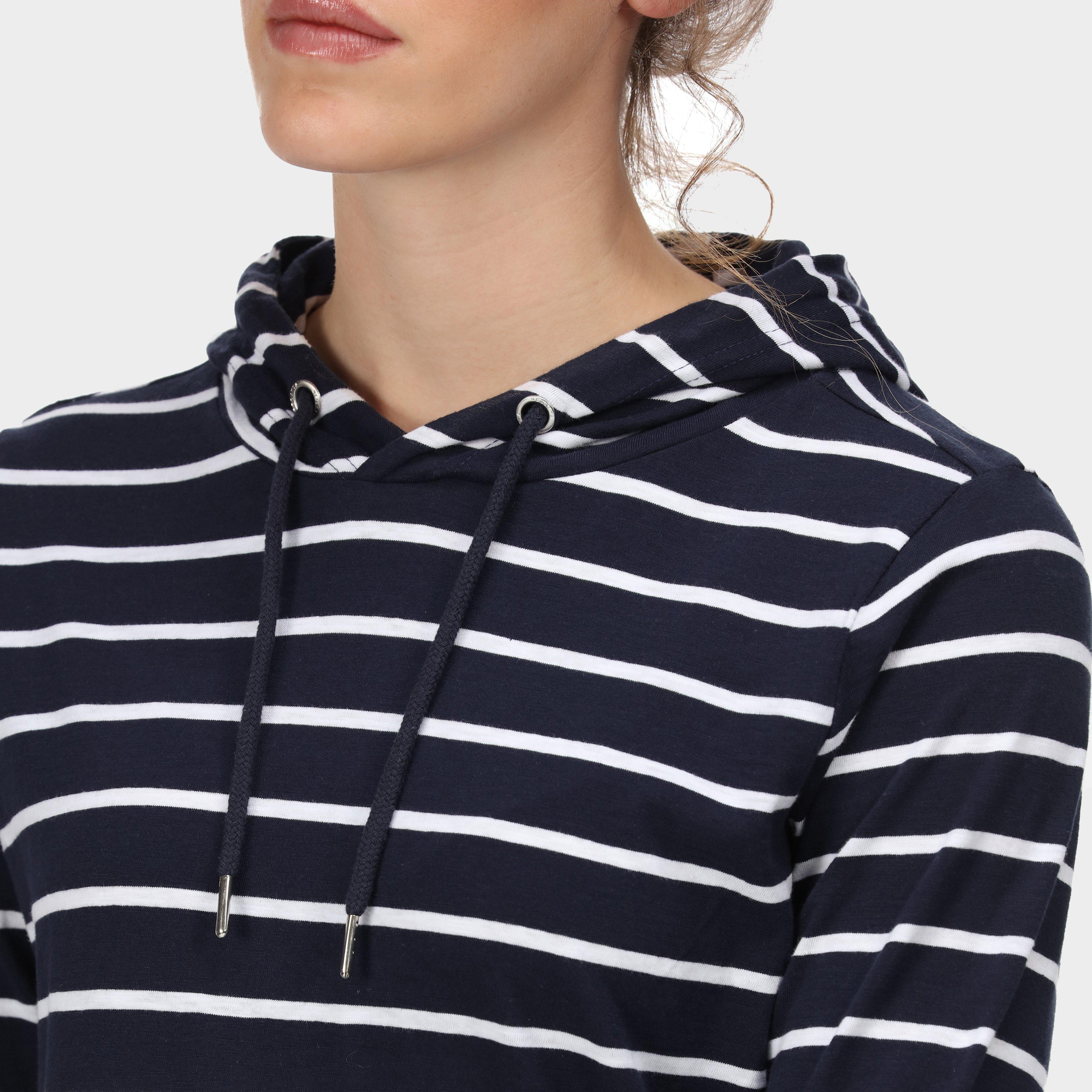 Womens Maleys Hoody Navy White Stripe