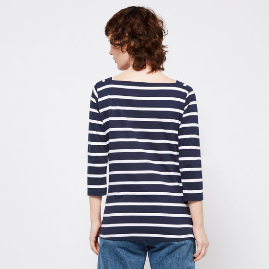 Womens Polexia Square Neck Top Navy White Stripe