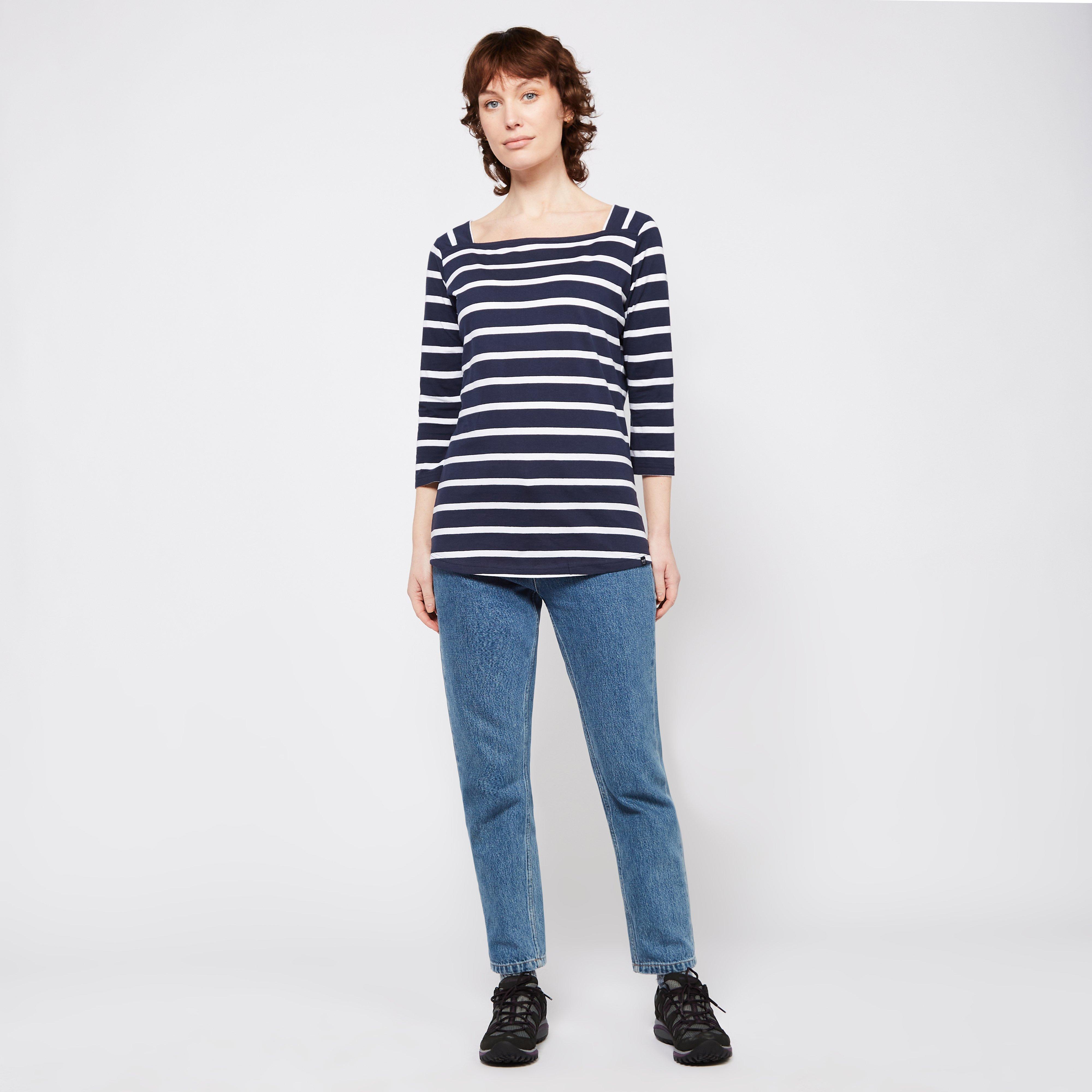 Womens Polexia Square Neck Top Navy White Stripe