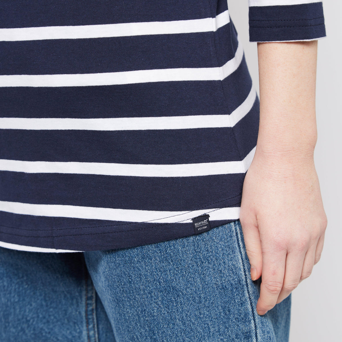 Womens Polexia Square Neck Top Navy White Stripe