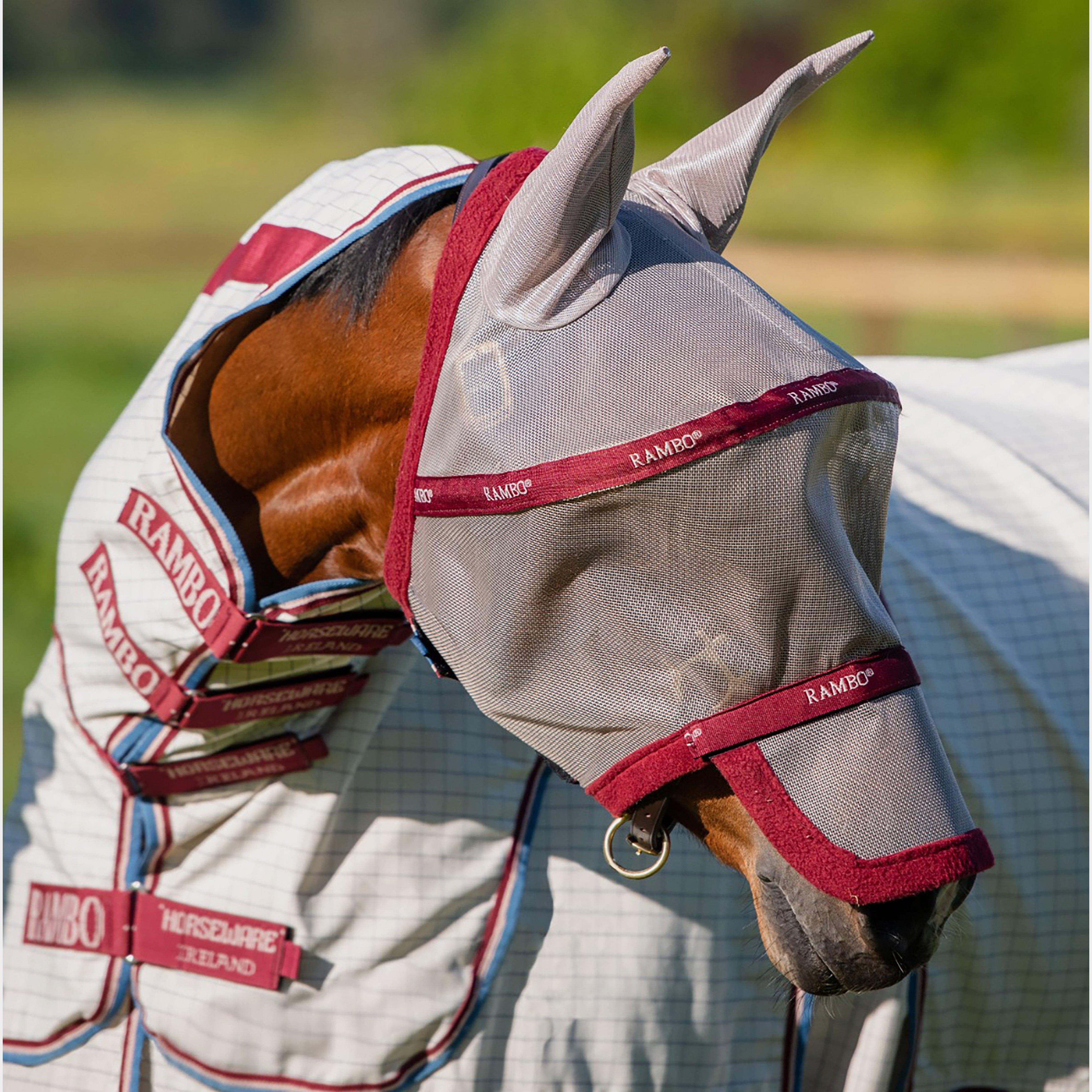 Rambo Fly Mask Plus-Non Treated Oatmeal/Cherry/Peach/Blue