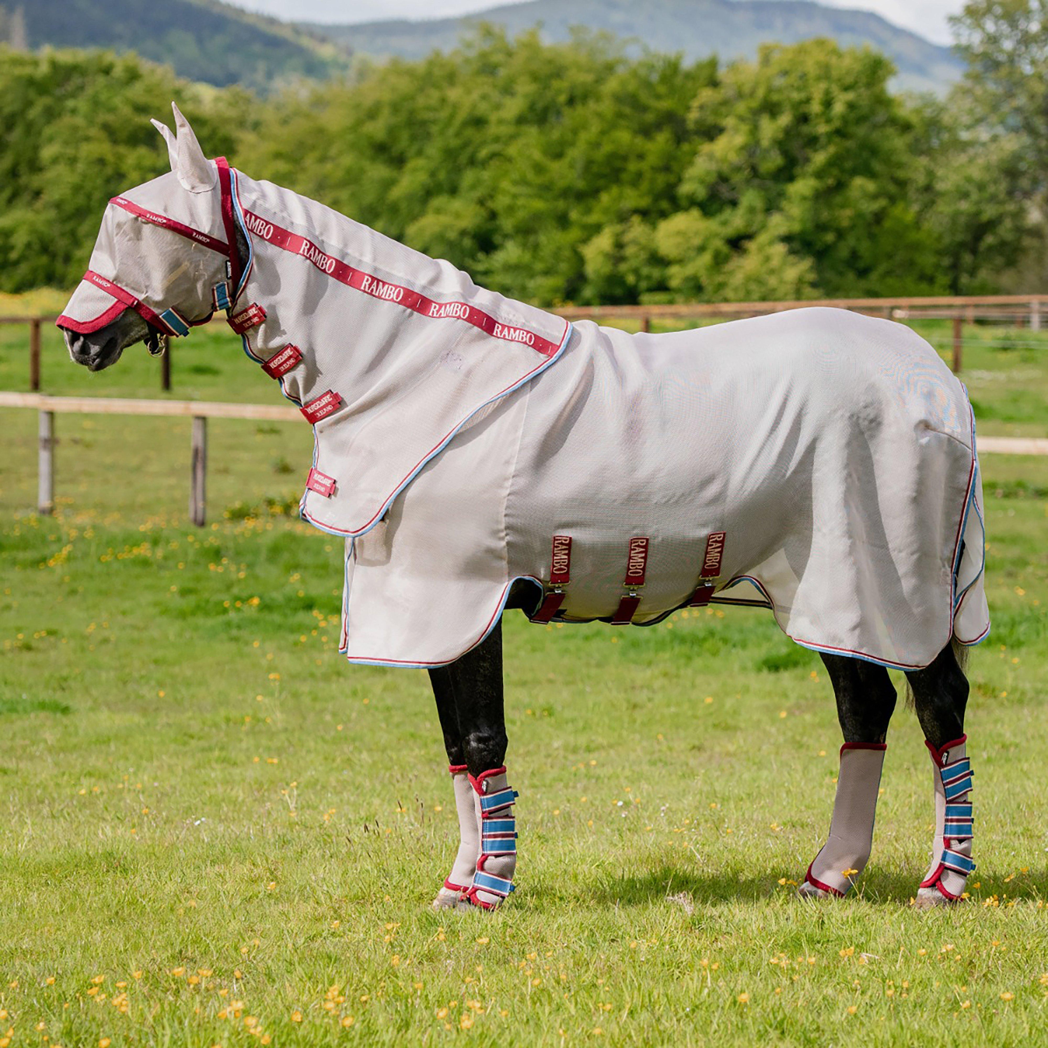 Rambo Fly Mask Plus-Non Treated Oatmeal/Cherry/Peach/Blue