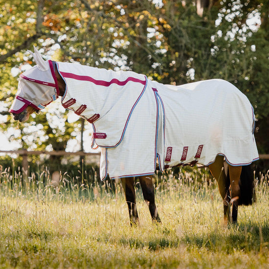 Rambo Fly Mask Plus-Non Treated Oatmeal/Cherry/Peach/Blue