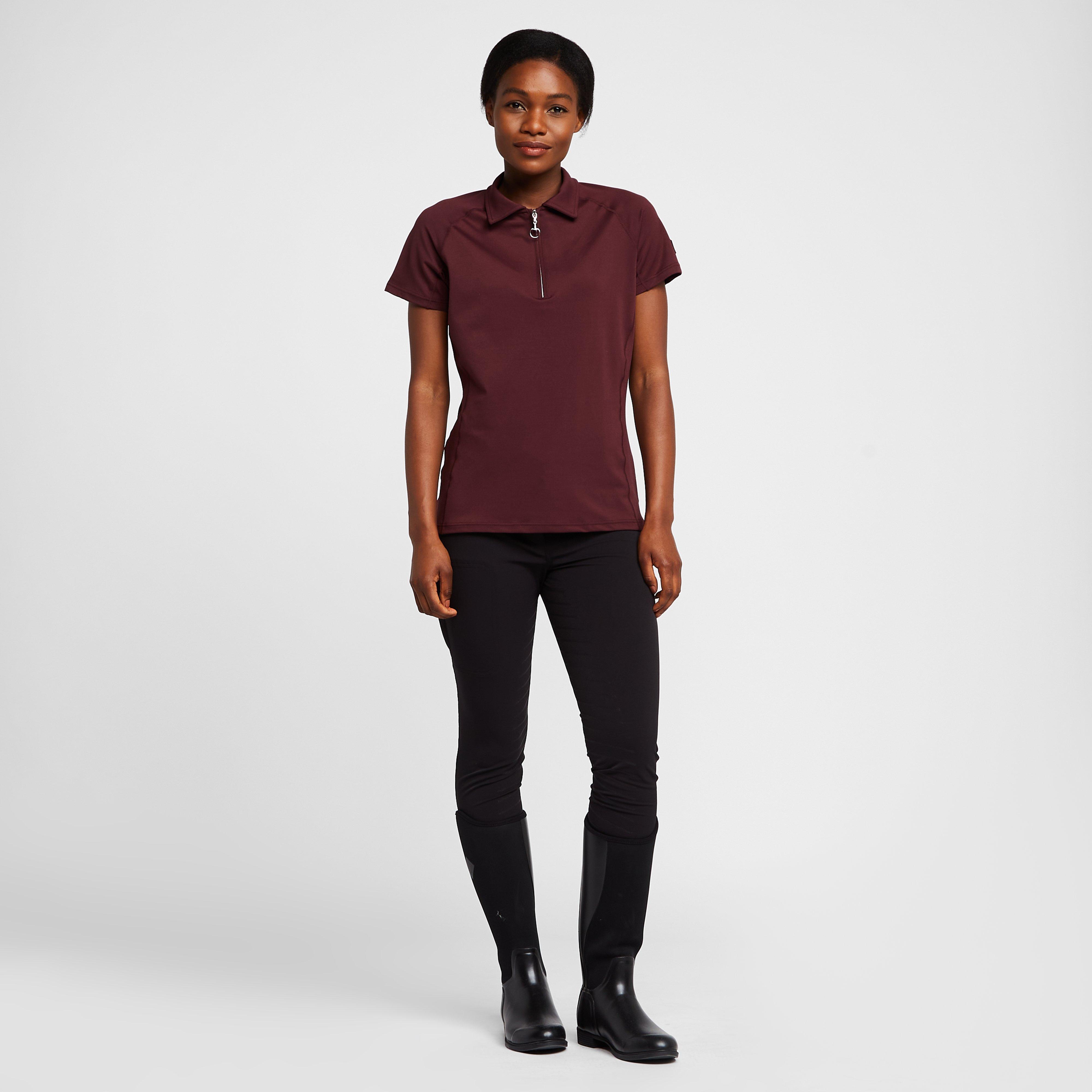 Womens Tiana Pique Short Sleeve Polo Shirt Burgundy Red Mahogany