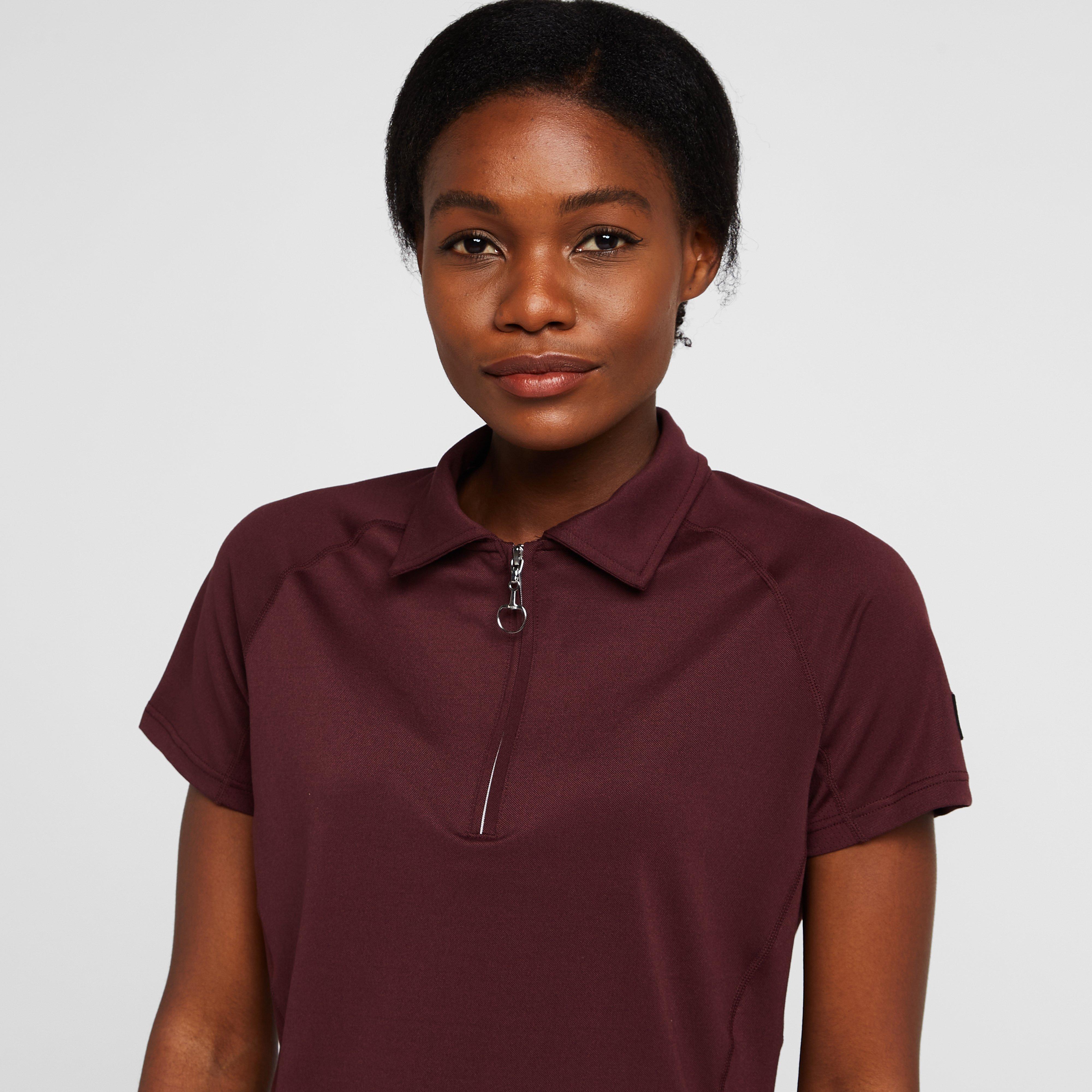 Womens Tiana Pique Short Sleeve Polo Shirt Burgundy Red Mahogany