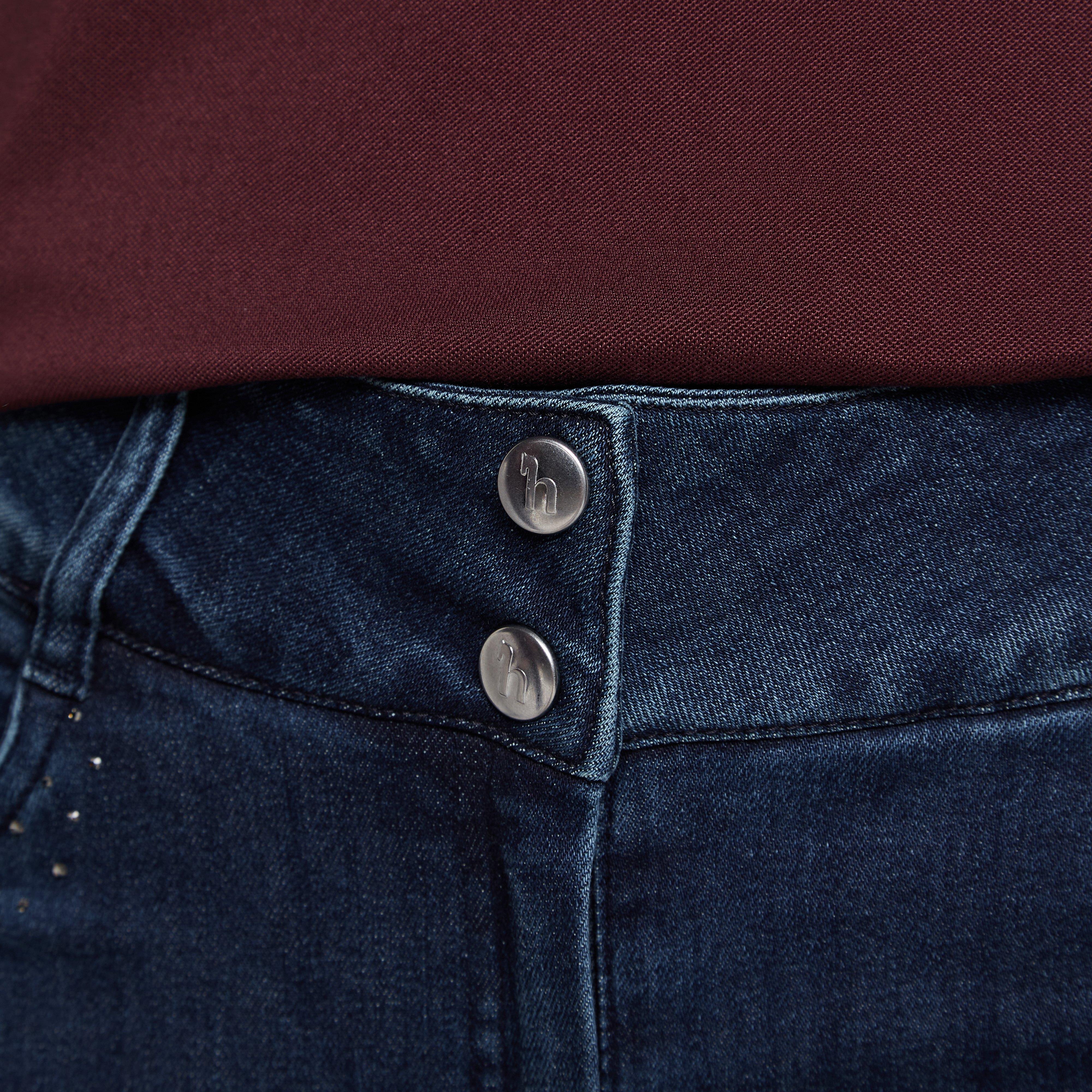 Womens Kaia Denim Silicone Full Seat Breeches With Crystals