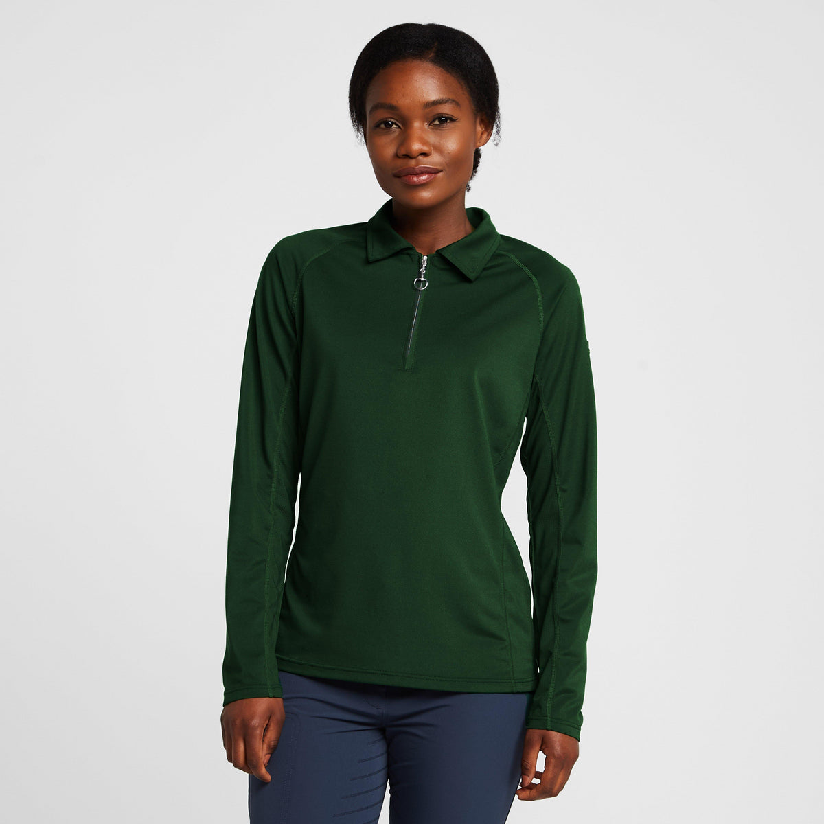 Womens Tiana Pique Long Sleeve Polo Shirt Mountain View Green