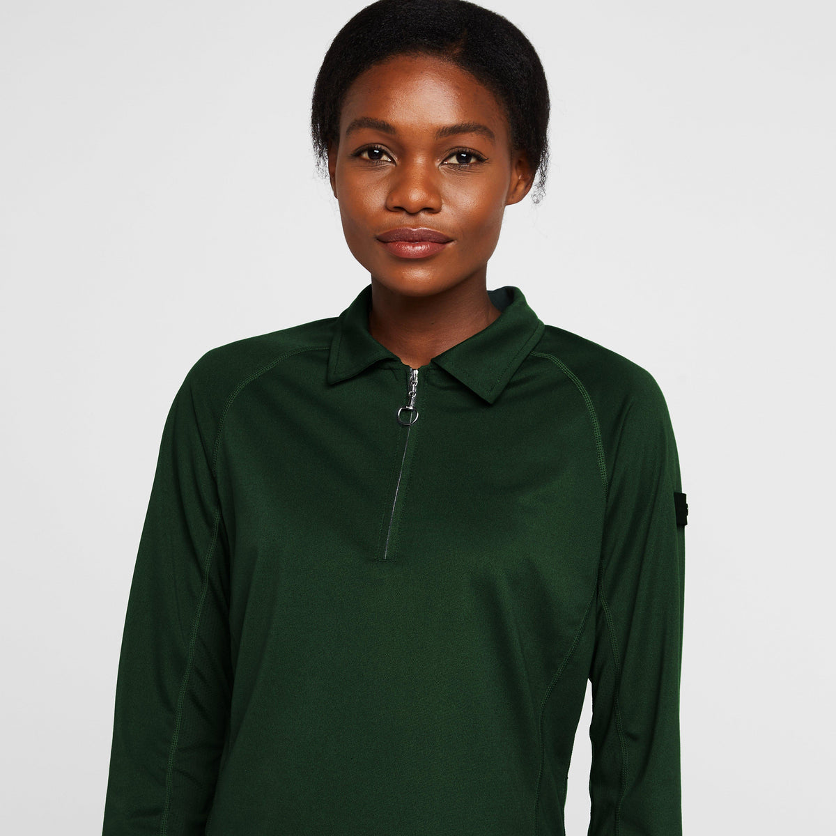 Womens Tiana Pique Long Sleeve Polo Shirt Mountain View Green