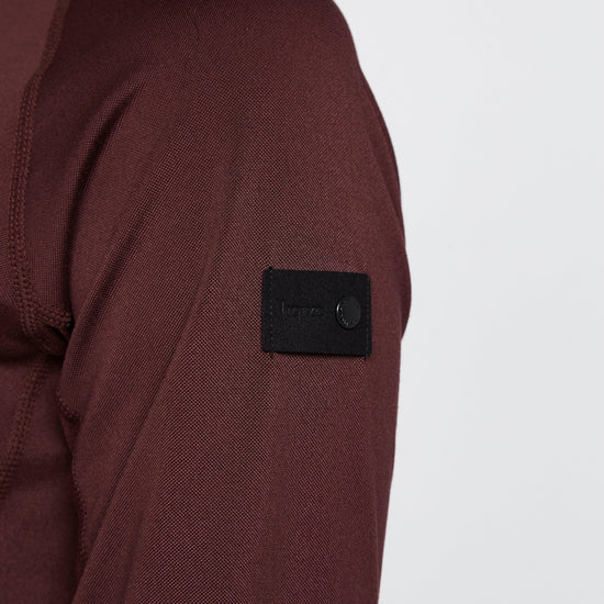 Womens Tiana Pique Long Sleeve Polo Shirt Burgundy Red Mahogany