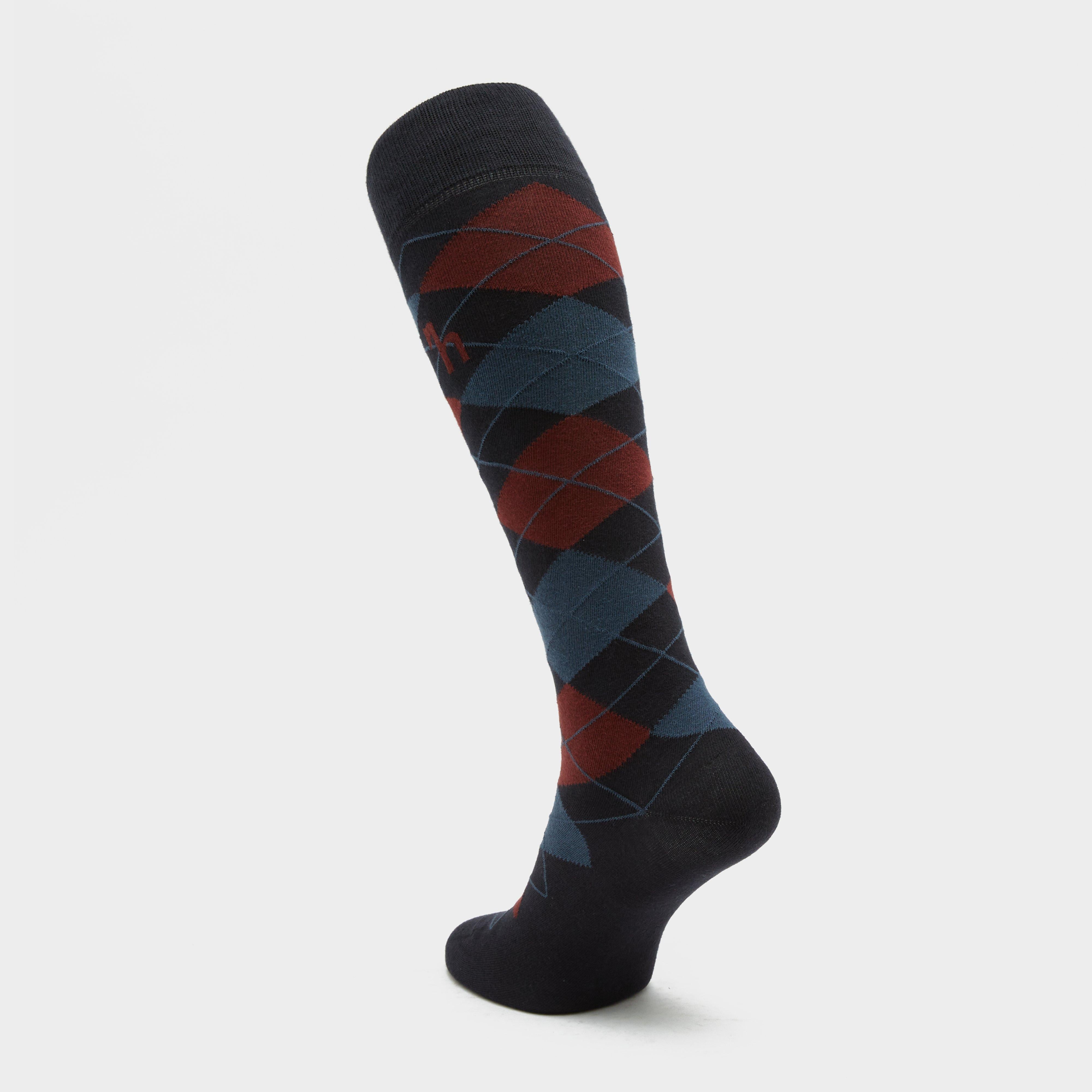 Womens Alana Check Riding Socks Dark Navy/Burgundy Red Mahogany