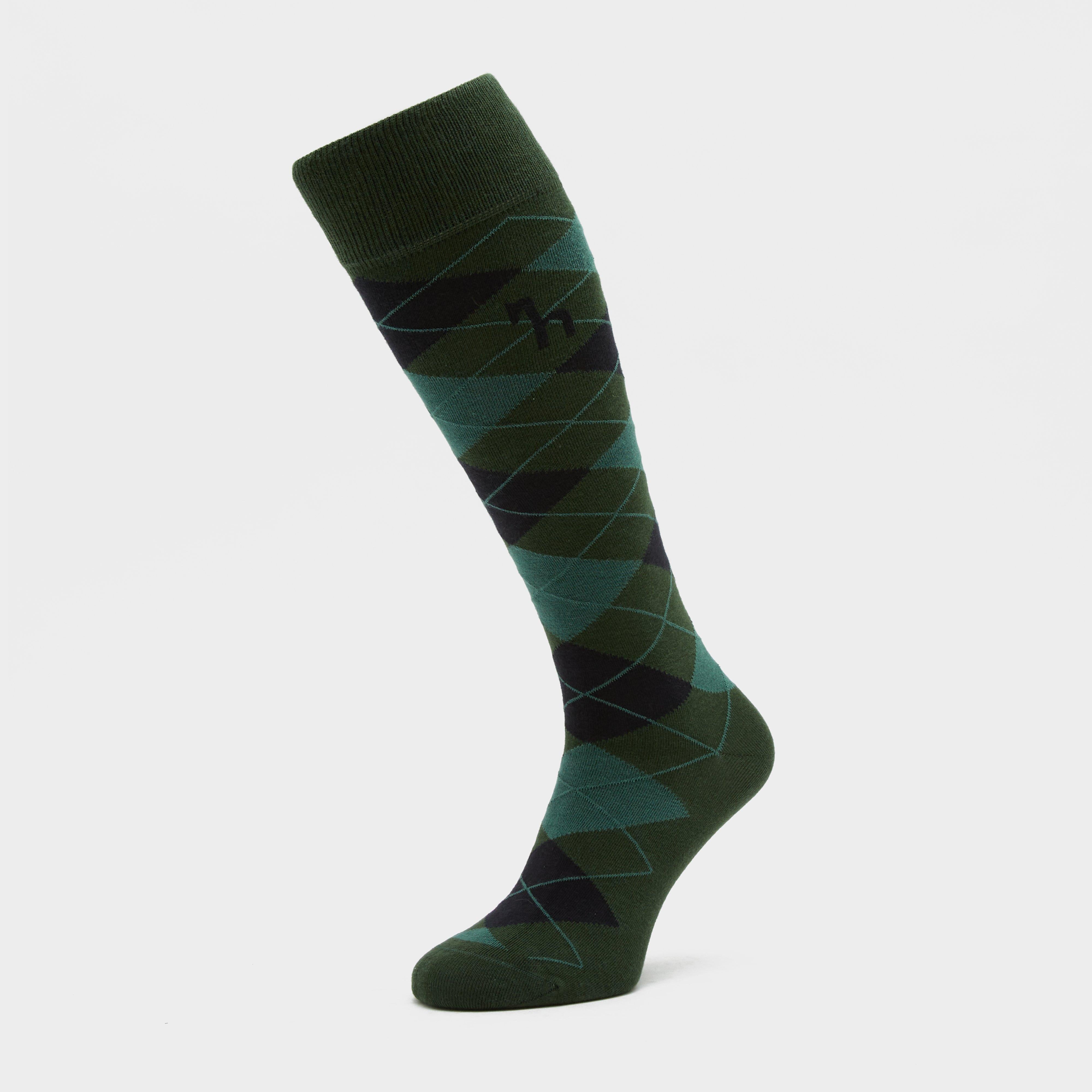 Womens Alana Check Riding Socks Mountain View Green/Dark Navy