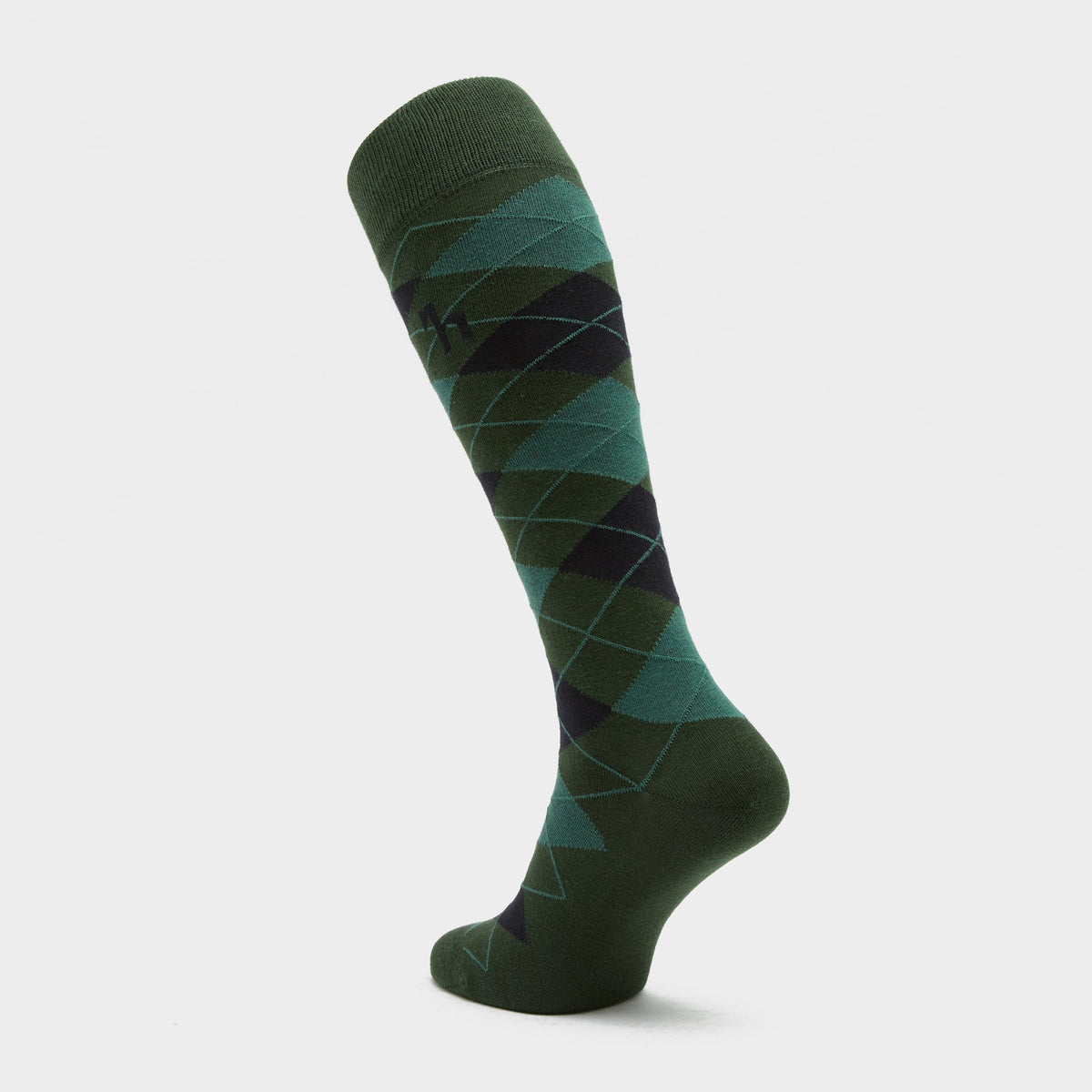 Womens Alana Check Riding Socks Mountain View Green/Dark Navy