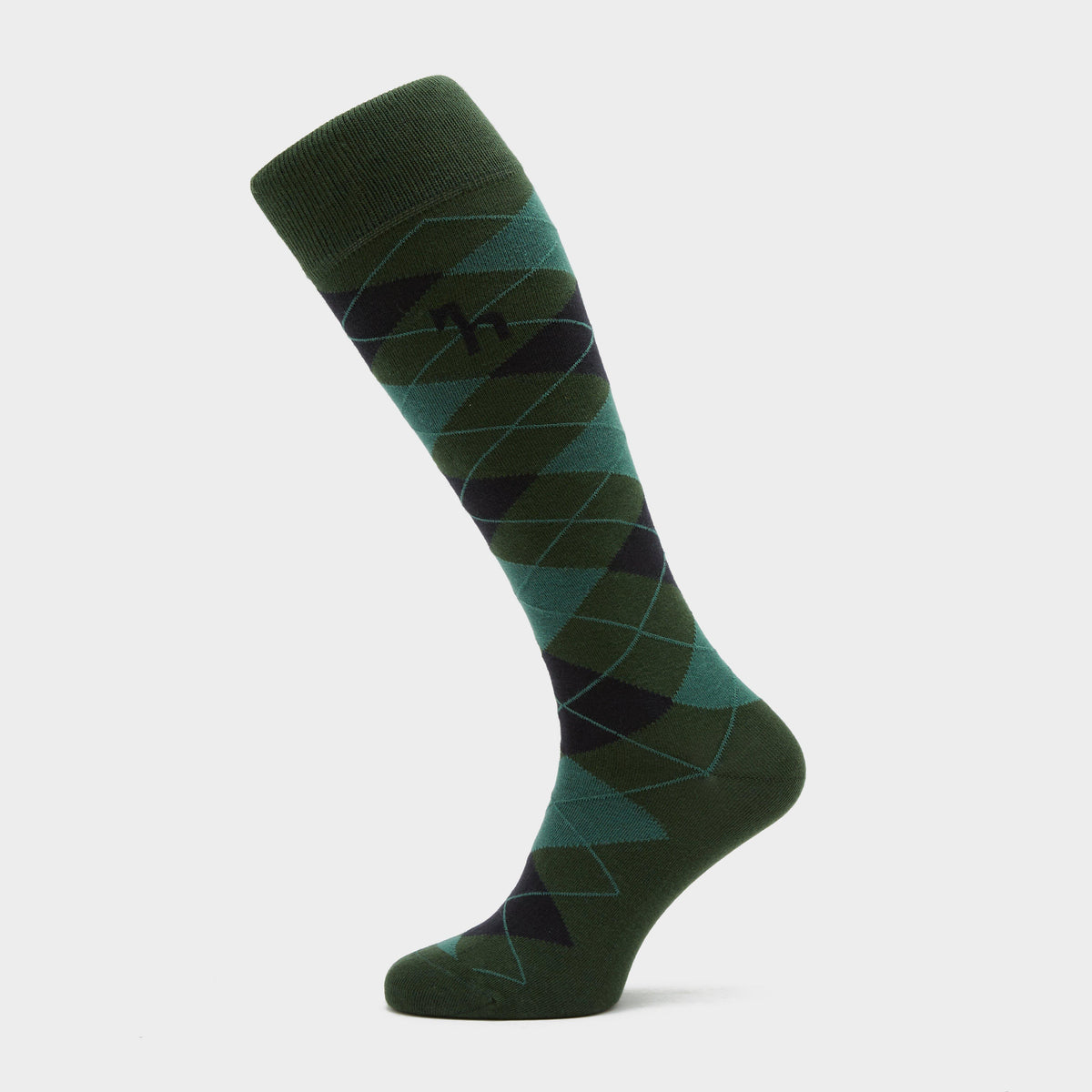 Womens Alana Check Riding Socks Mountain View Green/Dark Navy
