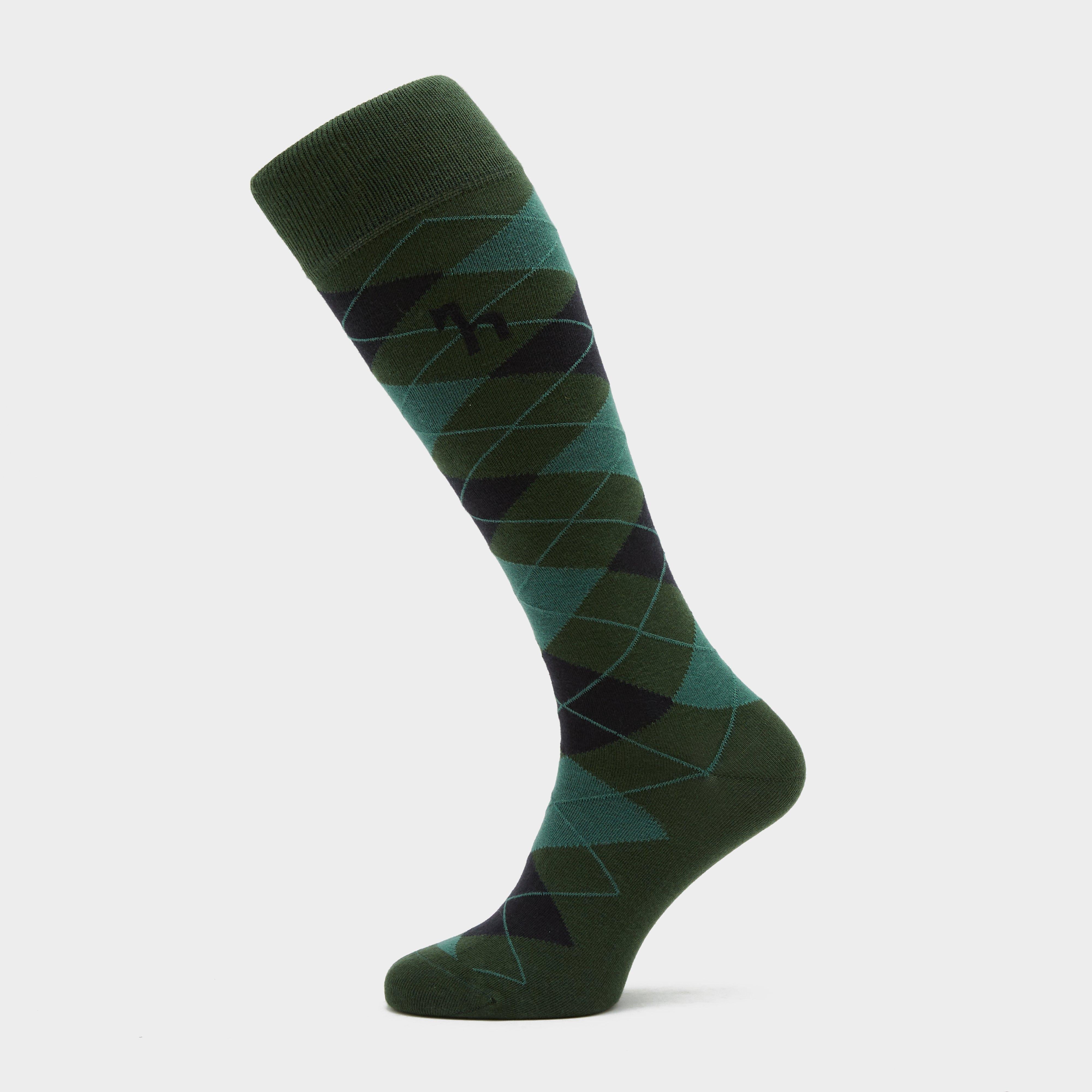 Womens Alana Check Riding Socks Mountain View Green/Dark Navy