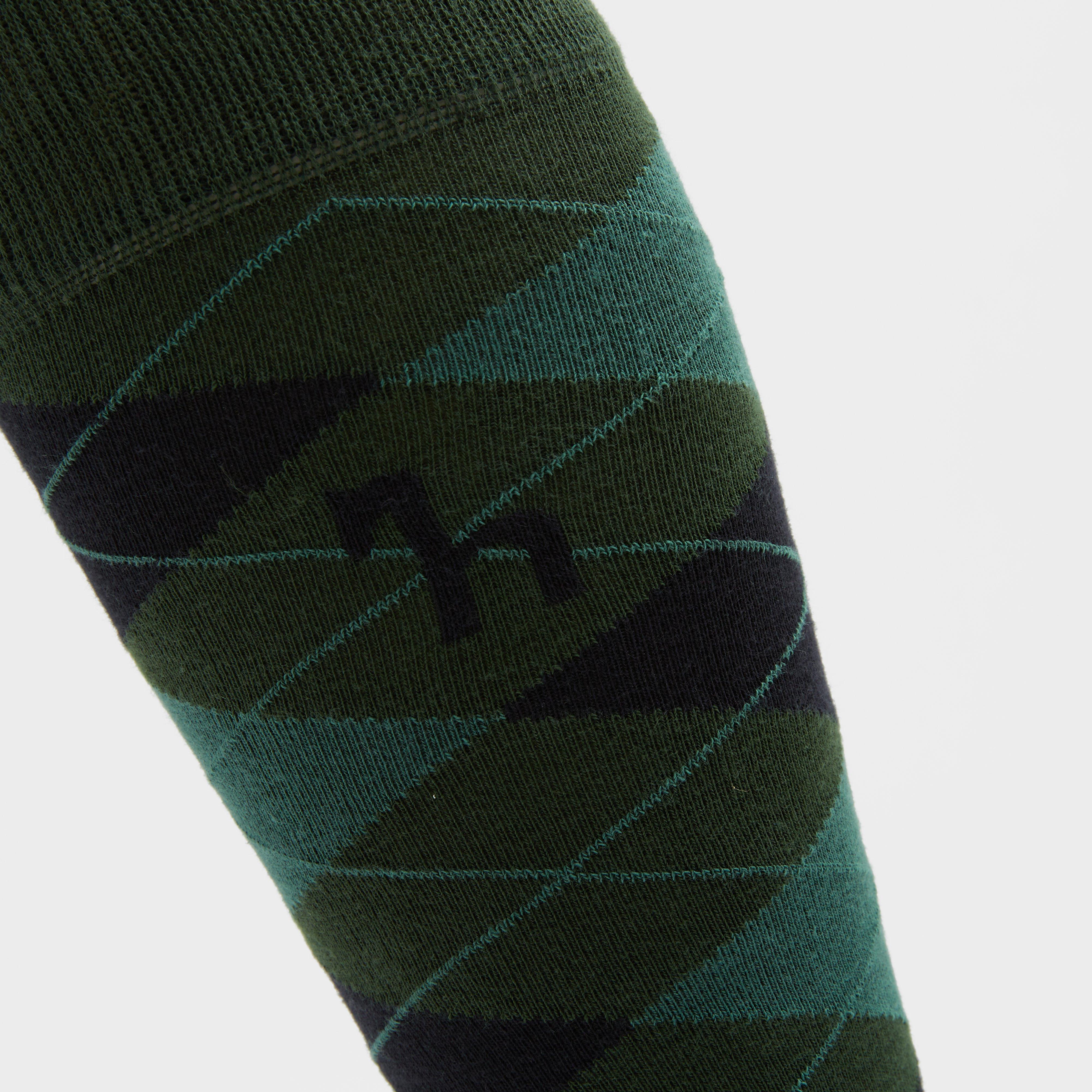 Womens Alana Check Riding Socks Mountain View Green/Dark Navy