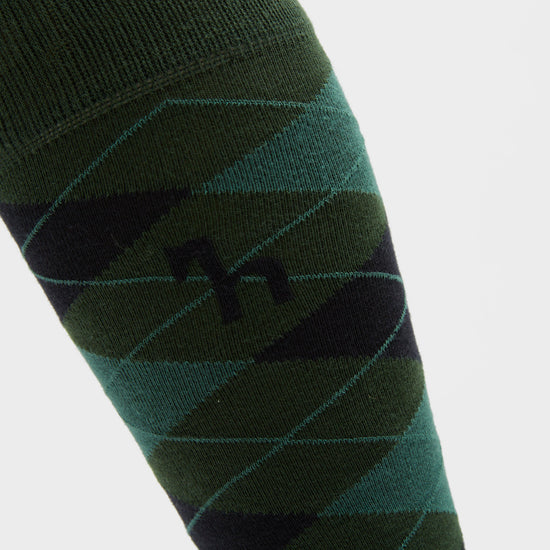 Womens Alana Check Riding Socks Mountain View Green/Dark Navy