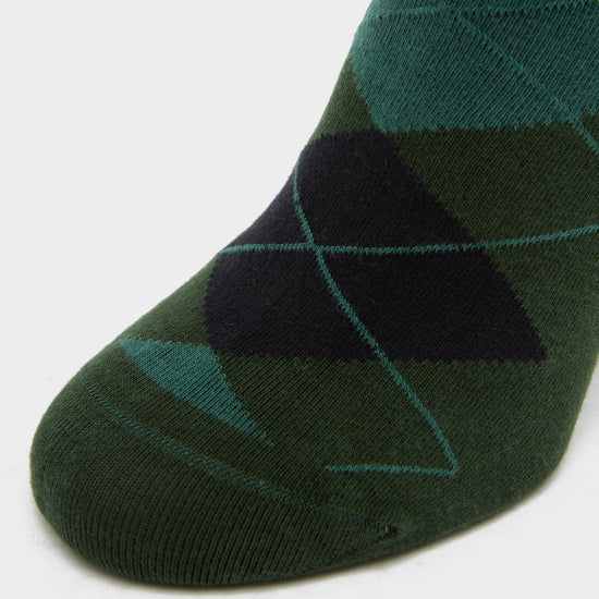 Womens Alana Check Riding Socks Mountain View Green/Dark Navy