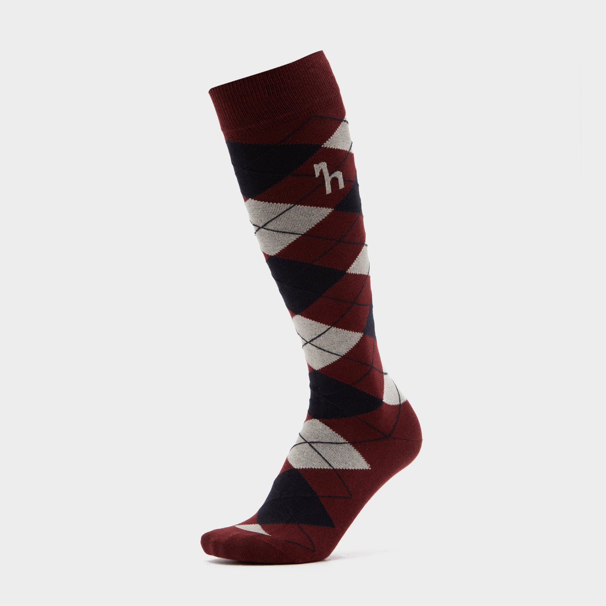 Womens Alana Check Riding Socks Burgundy Red Mahogany/Dark Navy