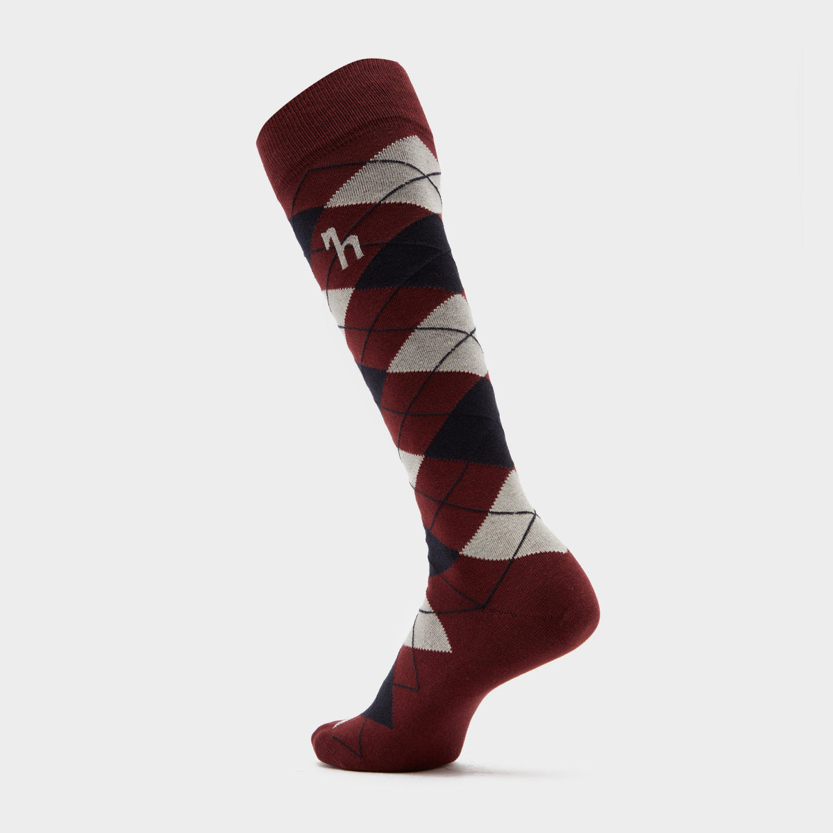 Womens Alana Check Riding Socks Burgundy Red Mahogany/Dark Navy