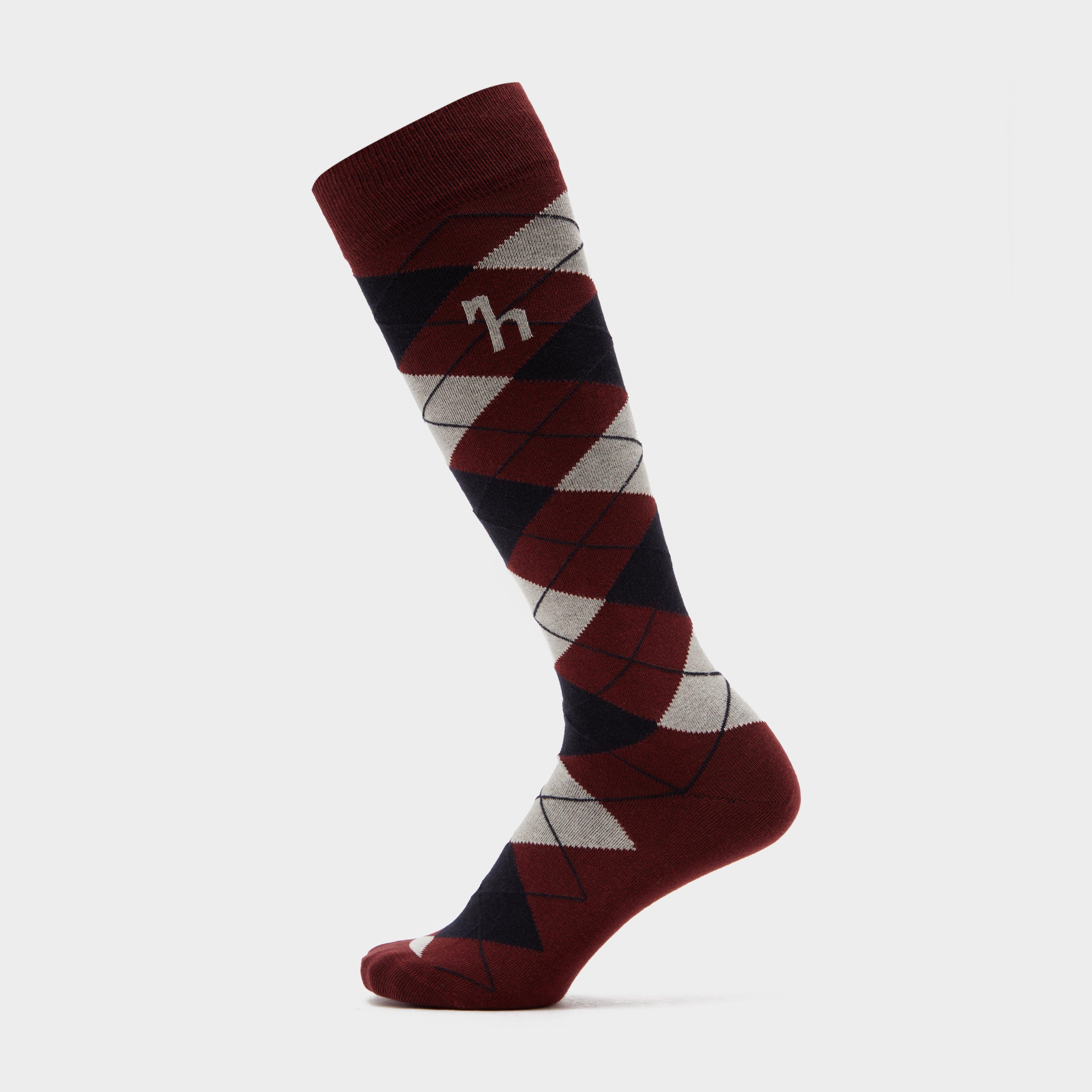 Womens Alana Check Riding Socks Burgundy Red Mahogany/Dark Navy