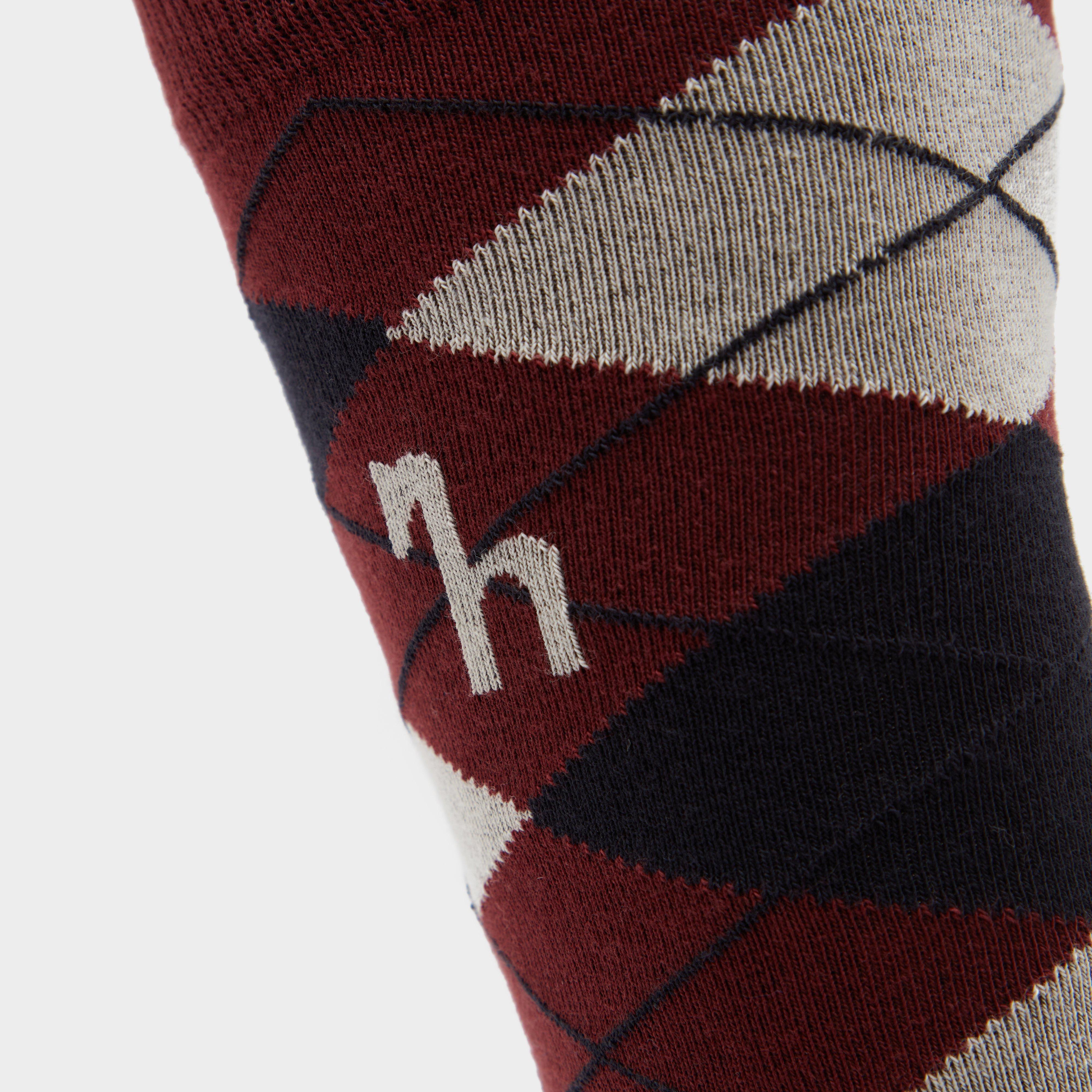 Womens Alana Check Riding Socks Burgundy Red Mahogany/Dark Navy