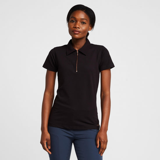 Womens Organic Lia Cotton Polo Shirt Black