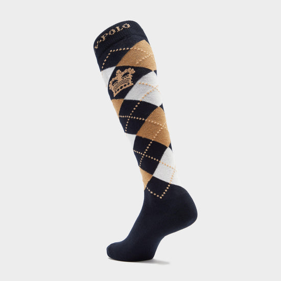 Argyle Socks Navy/Sand/Gold