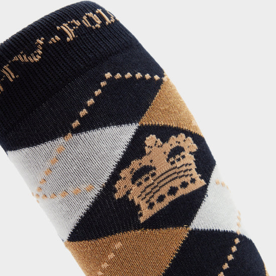 Argyle Socks Navy/Sand/Gold