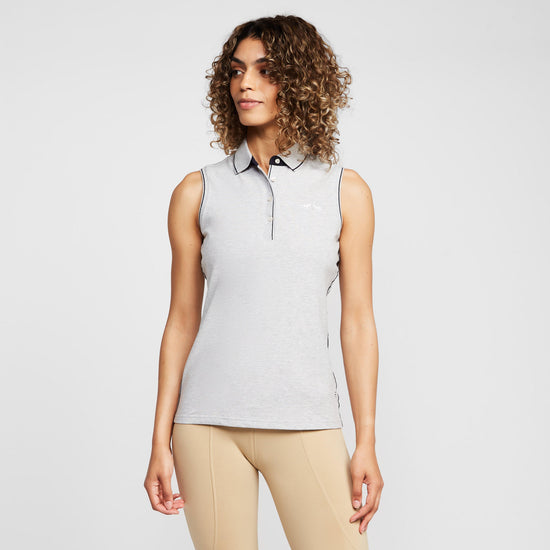 Womens Lia Sleeveless Polo Shirt Grey Heather