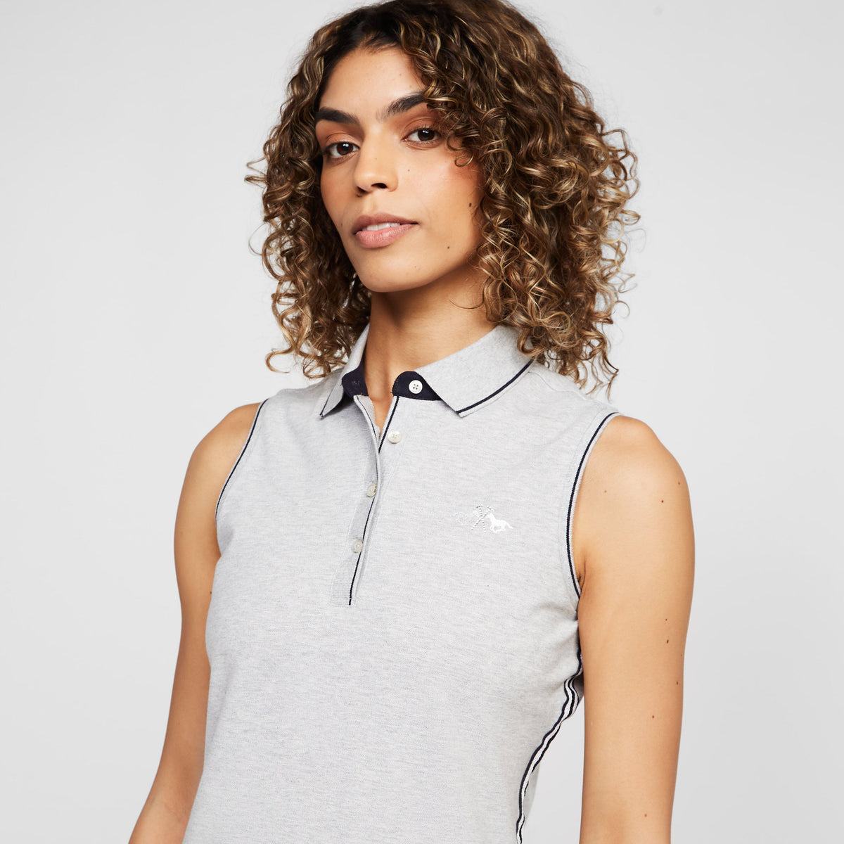 Womens Lia Sleeveless Polo Shirt Grey Heather