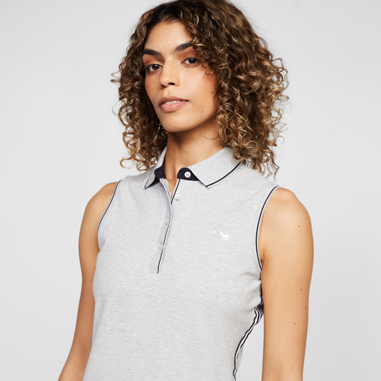 Womens Lia Sleeveless Polo Shirt Grey Heather