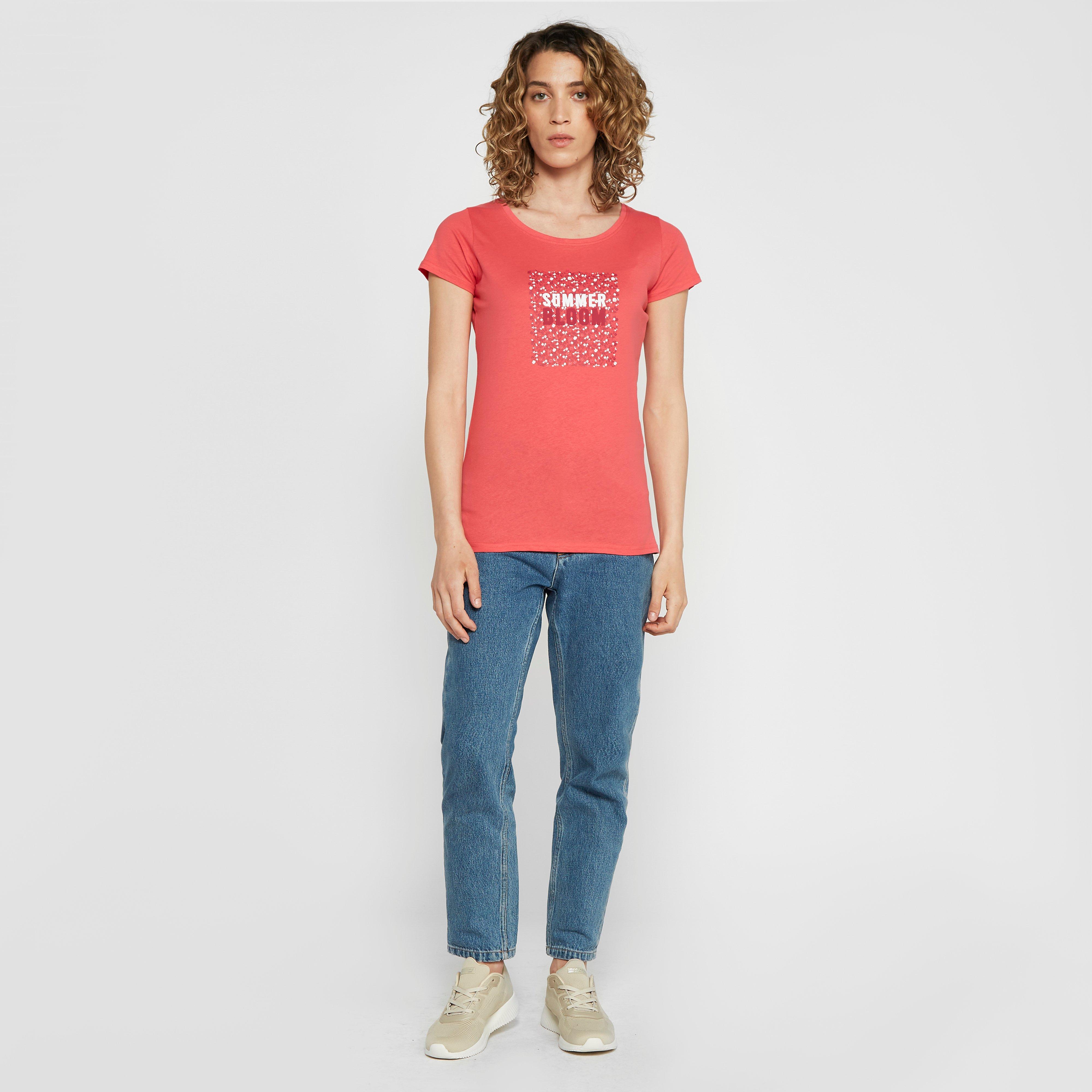 Womens Breezed II Print T-Shirt Tropical Pink