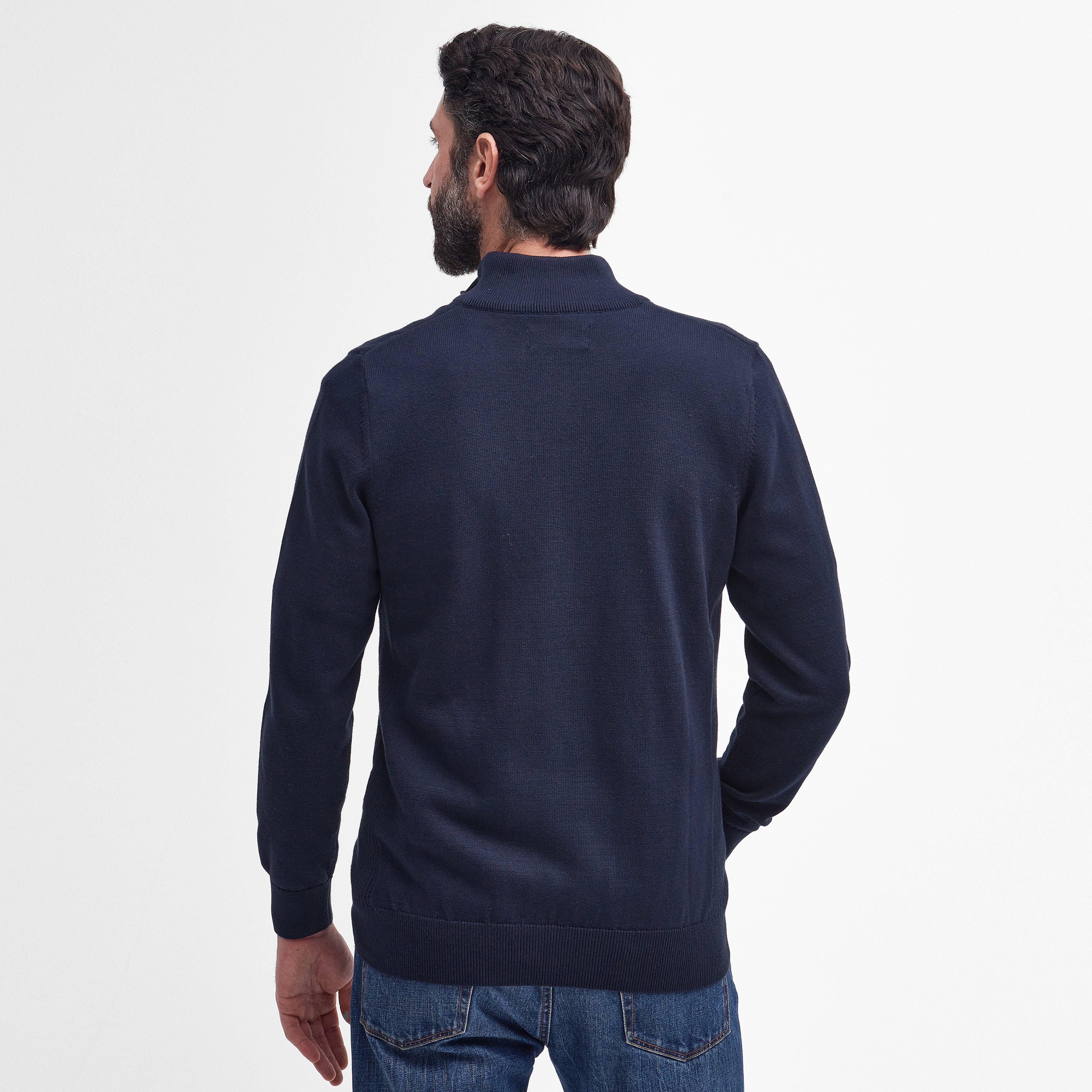Mens Pima Cotton Half Zip Knitted Jumper Navy